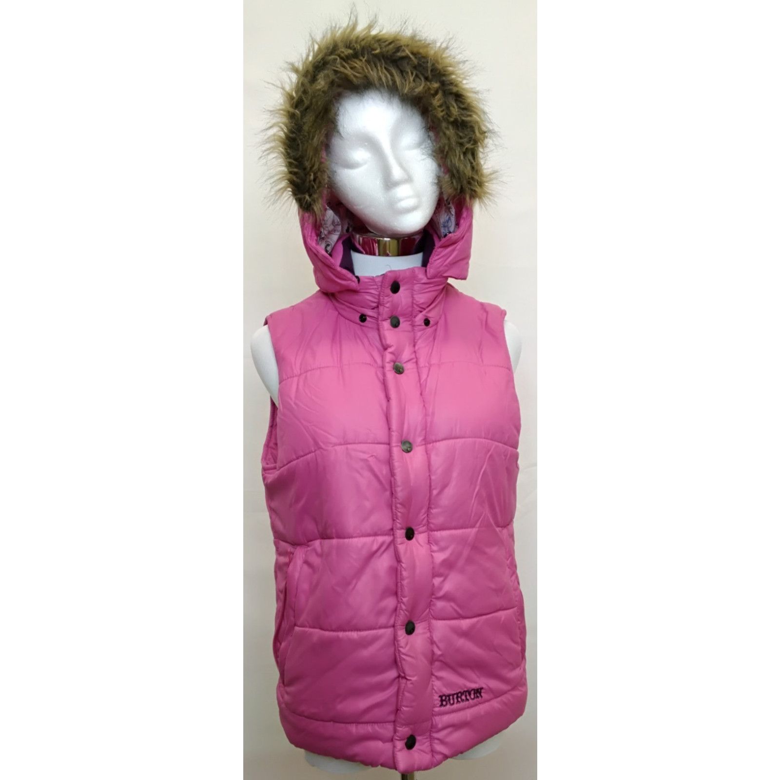 Burton Burton Puffy Vest Women's M Pink Faux Fur Ruff Embroidered Size M / US 6-8 / IT 42-44 - 2 Thumbnail