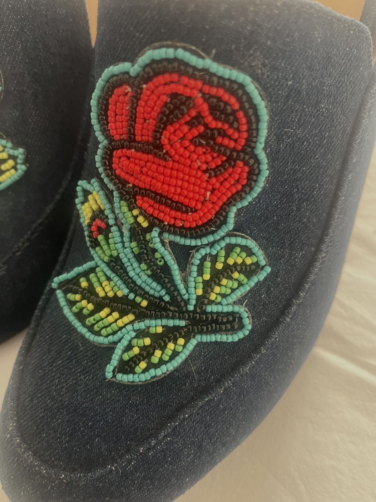 Anna Sui Denim slip on heel with bead icon Size US 12 / IT 42 - 3 Thumbnail