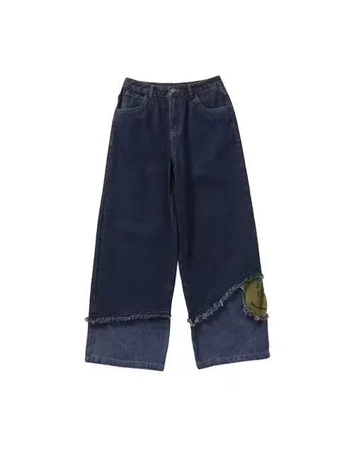 VIBE Straight-leg loose jeans with retro patchwork design Size US 32 / EU 48 - 6 Thumbnail