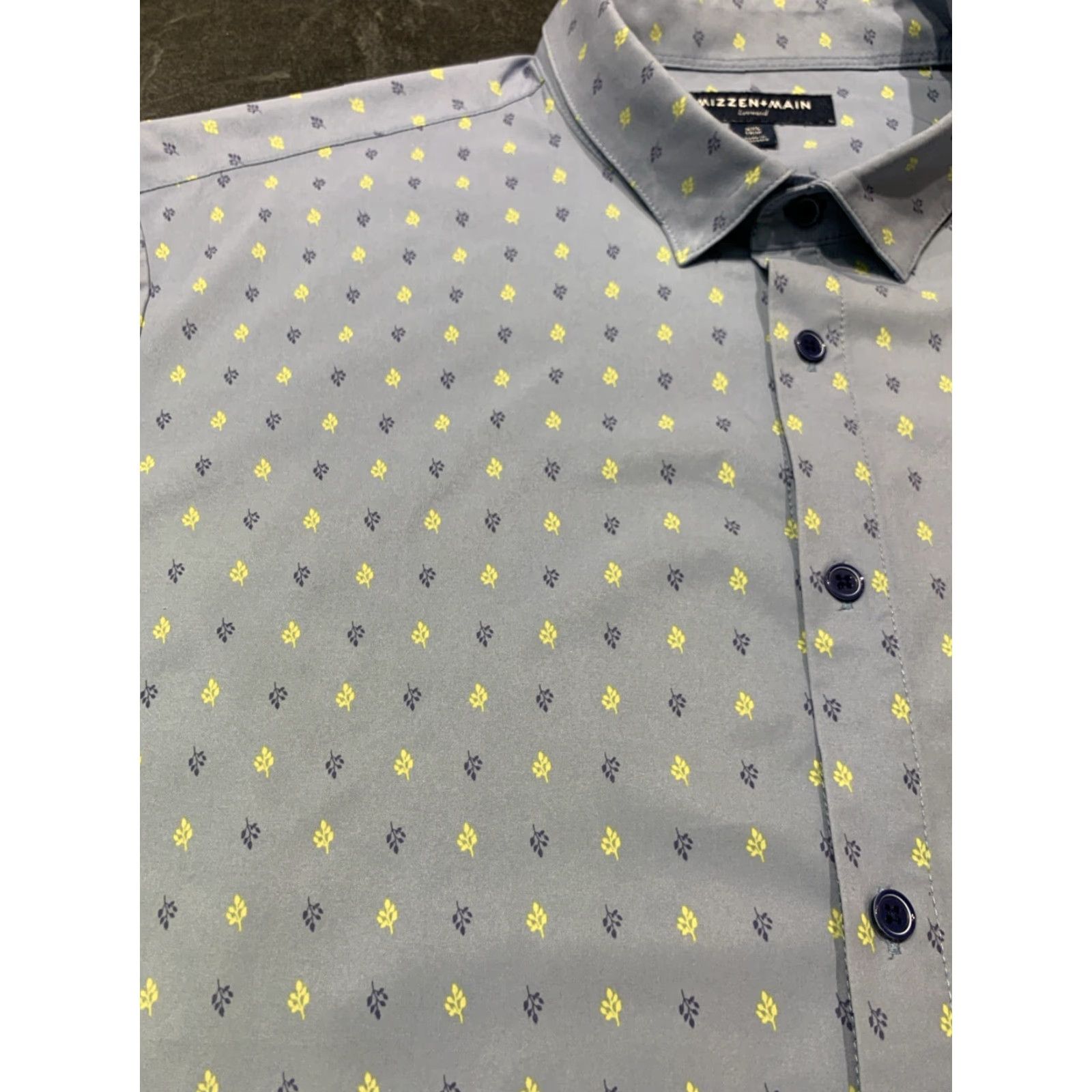 Mizzen+Main Mizzen+Main Men’s Trim Fit Short Sleeve Button-Up Shirt 2XL Blue Tropical Floral Print Size US XXL / EU 58 / 5 - 4 Thumbnail