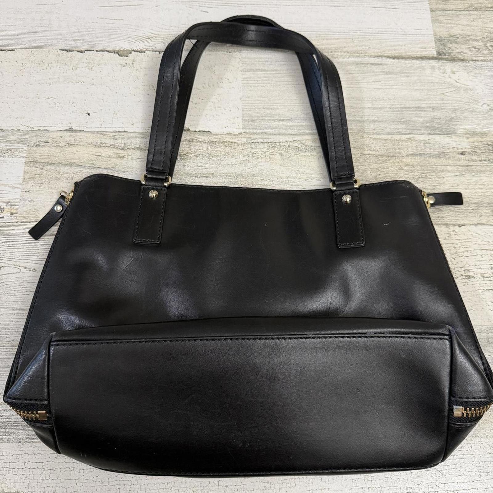 Designer Kate Spade Expandable Large Black Leather Tote Shoulder Bag Size ONE SIZE - 3 Thumbnail