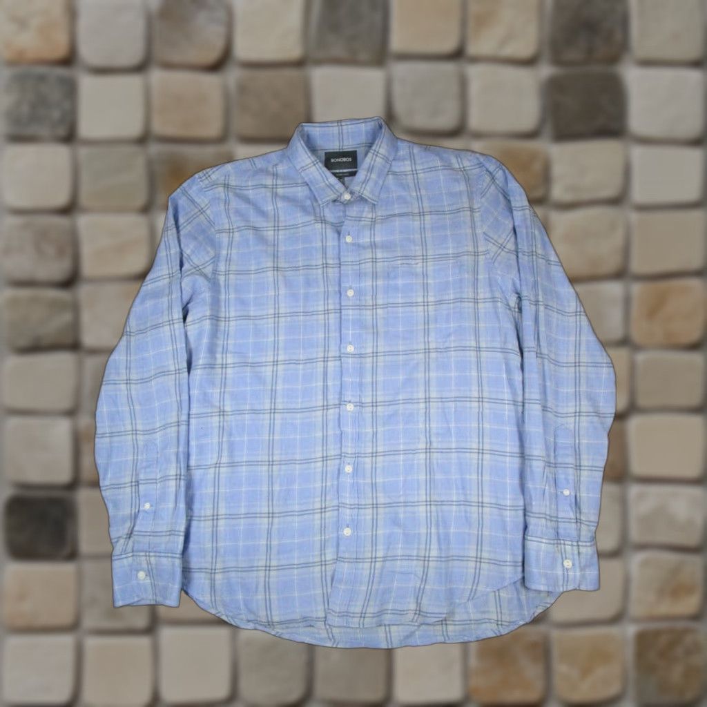 Bonobos Bonobos Shirt Mens 2XL Blue Cotton Button-Up Plaid Slim Knit Long Sleeve Collared Button-Down Size US XXL / EU 58 / 5 - 1 Thumbnail