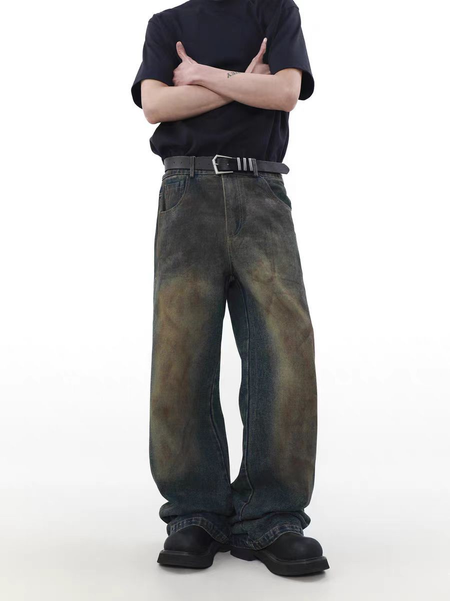 Vintage Washed Dirty Color Relaxed Jeans