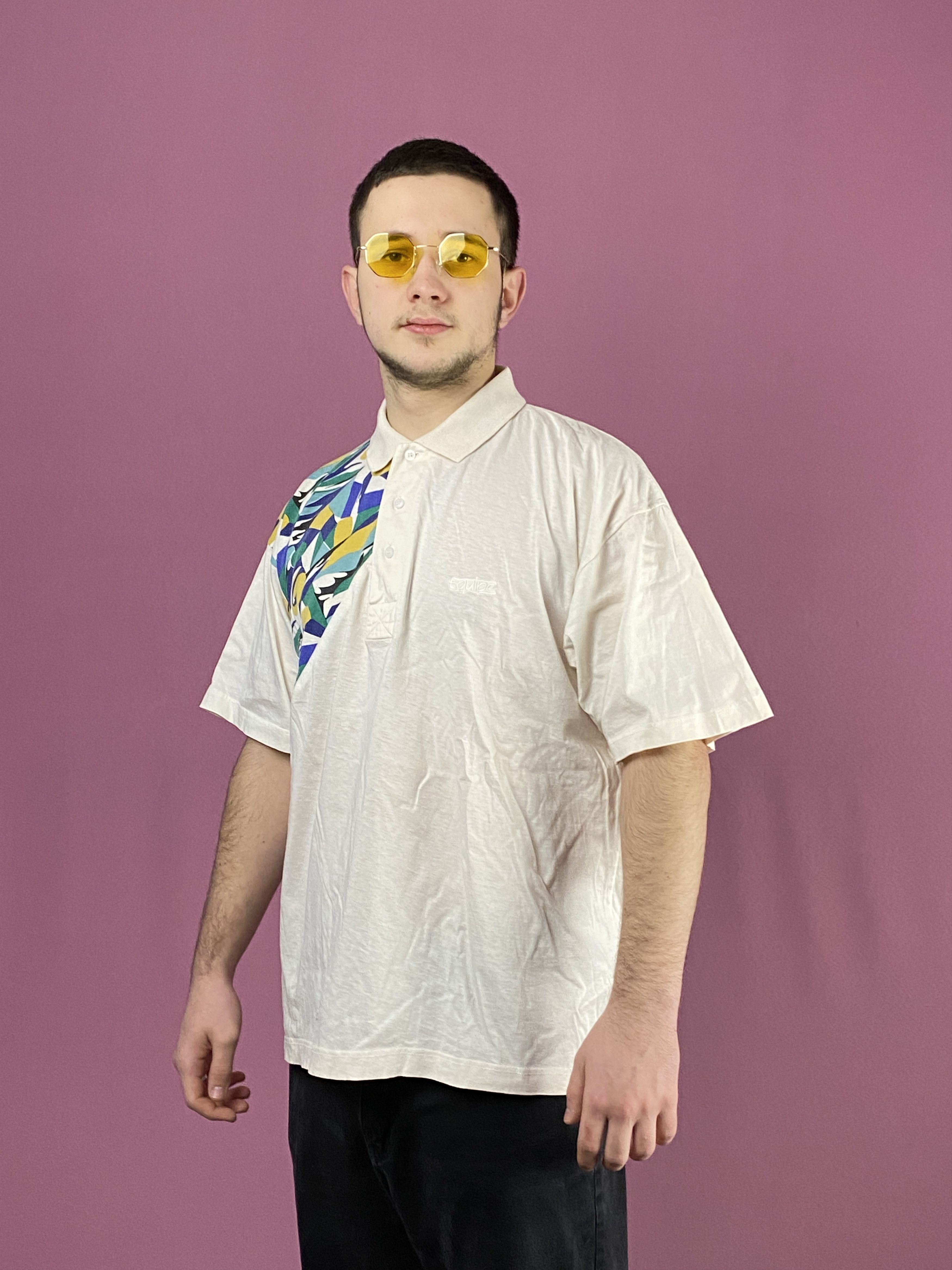 Vintage 90s Equipe Vintage Men's Abstract Print Polo Shirt - M Size US M / EU 48-50 / 2 - 2 Thumbnail