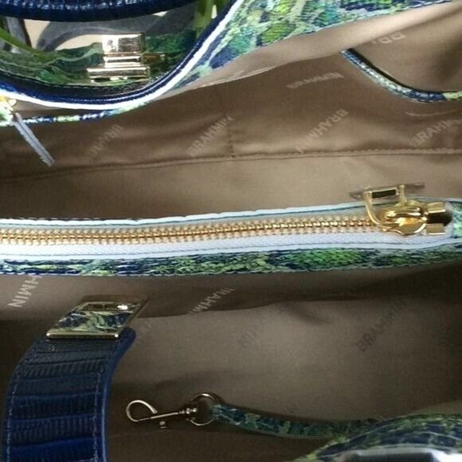 BRAHMIN Brahmin Shoulder/Satchel Handbag Blu/Green Python Print NWT Size ONE SIZE - 6 Thumbnail