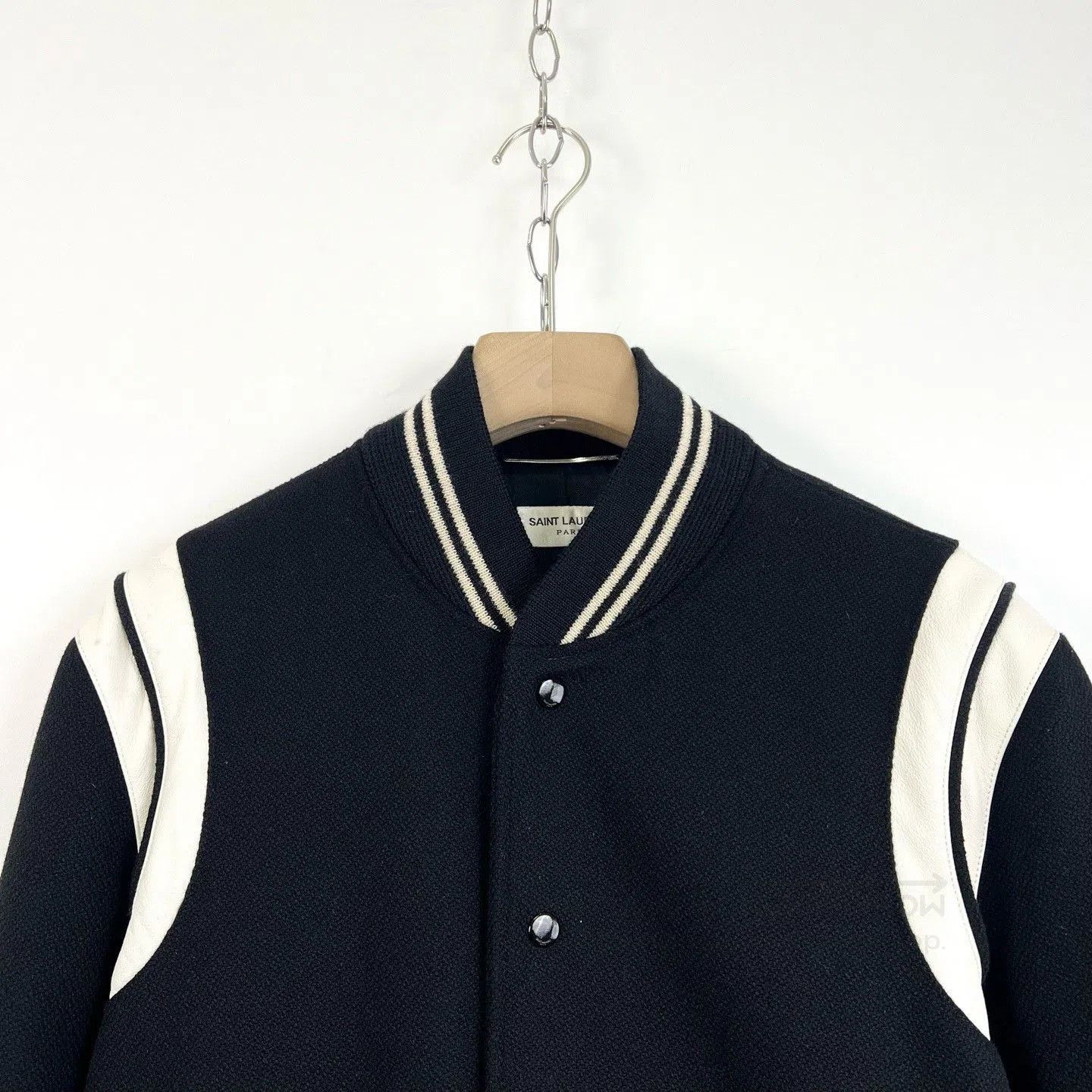 Saint Laurent Paris Saint Laurent Black Striped Leather Patchwork Jacket. Size US L / EU 52-54 / 3 - 3 Thumbnail
