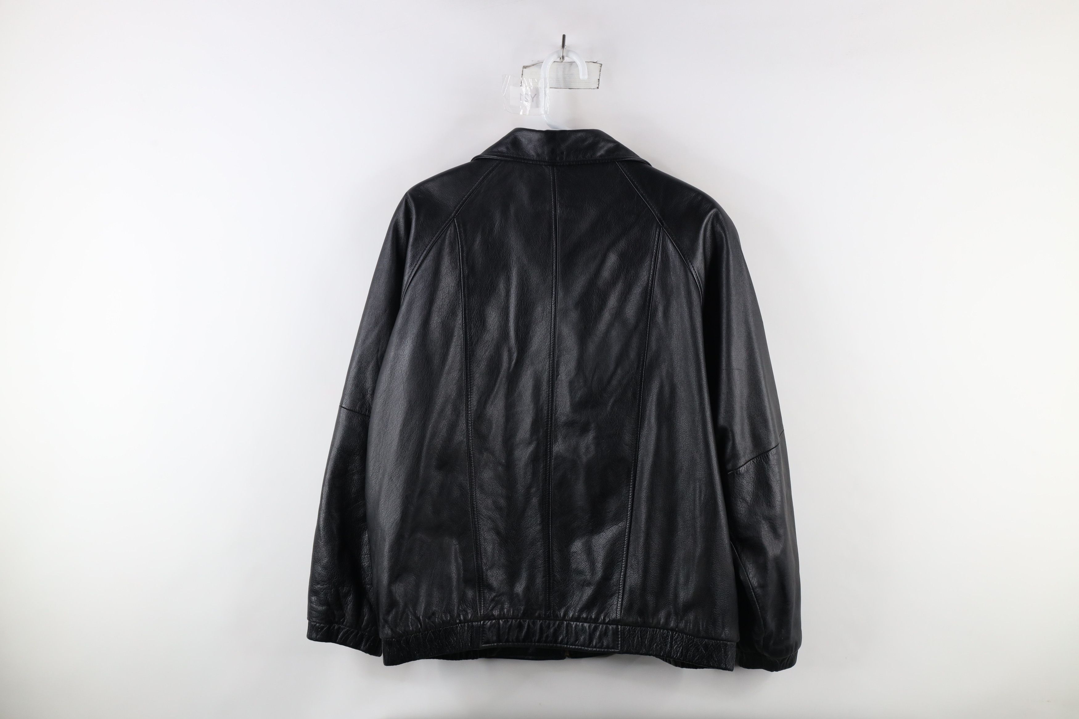 Vintage Vintage 90s Streetwear Quilted Leather Bomber Jacket Black Size US M / EU 48-50 / 2 - 15 Thumbnail