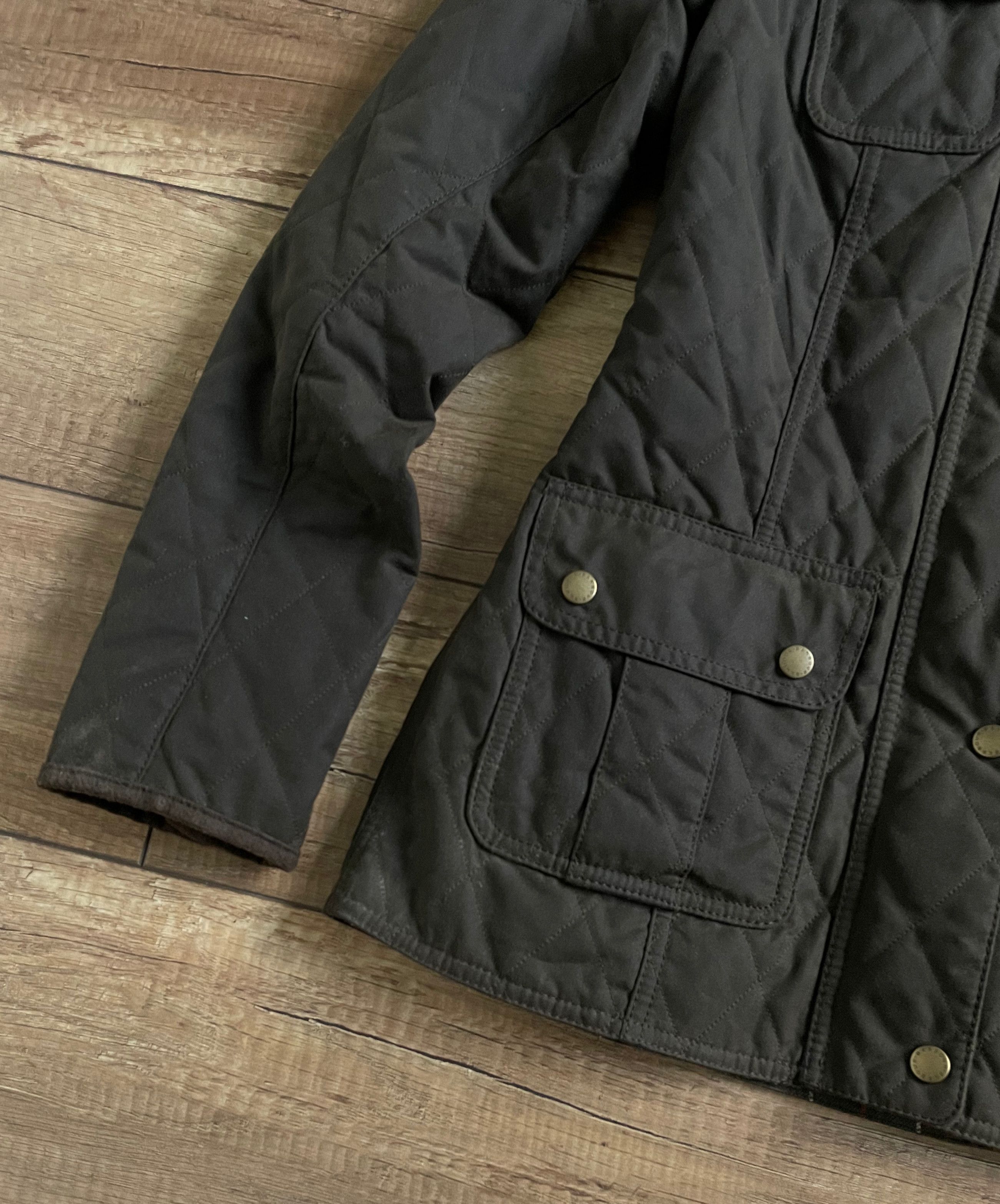 Barbour Barbour Womens Quilted Utility Waxed Olive Jacket Coat Size S / US 4 / IT 40 - 2 Thumbnail