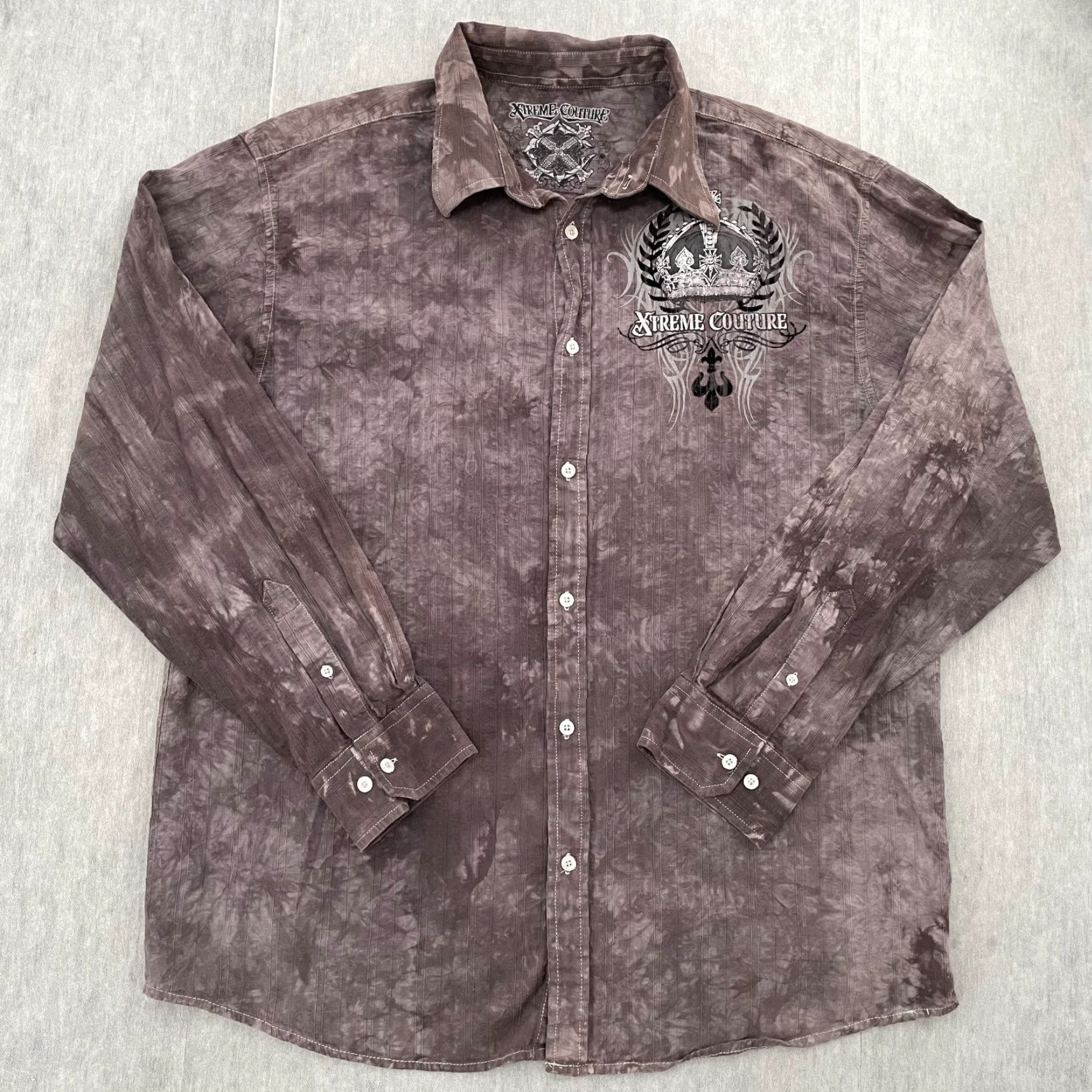 Vintage VINTAGE Xtreme Couture Shirt Men 2XL Purple Long Sleeve Button-Up Graphic Logo MM A MMA 90s/Classic Décor (Adult) Mens Size US XXL / EU 58 / 5 - 2 Thumbnail