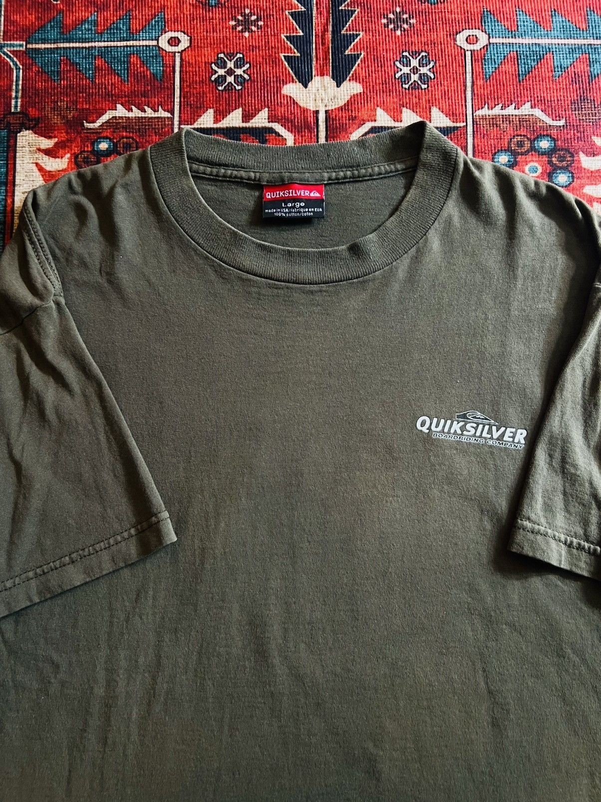 Quiksilver Vintage Quicksilver Olive Green OG Logo Mullet Tee Size US L / EU 52-54 / 3 - 3 Thumbnail