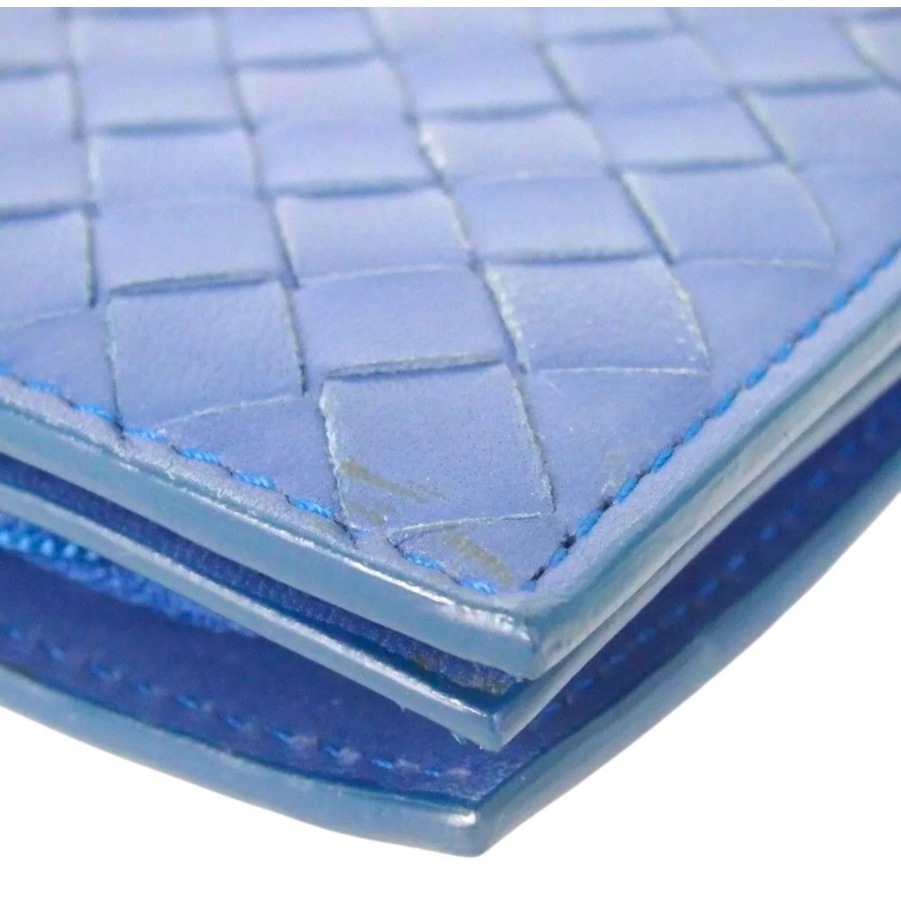 Bottega Veneta Bottega Veneta Intrecciato Leather Wallet Blue Handmade Size ONE SIZE - 10 Thumbnail