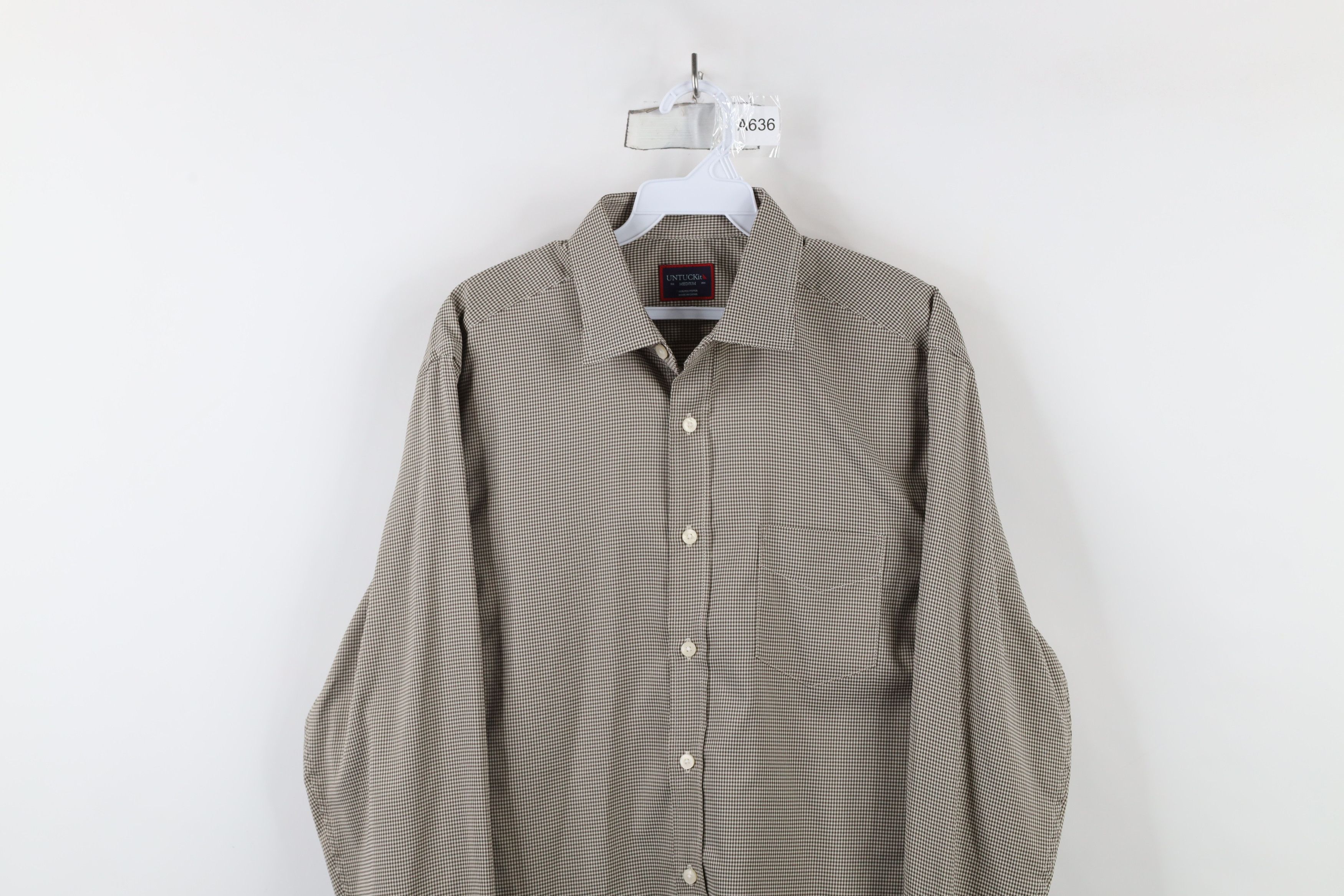 UNTUCKit × Vintage Untuckit Gingham Knit Collared Button Shirt Brown Polyester Size US M / EU 48-50 / 2 - 2 Thumbnail