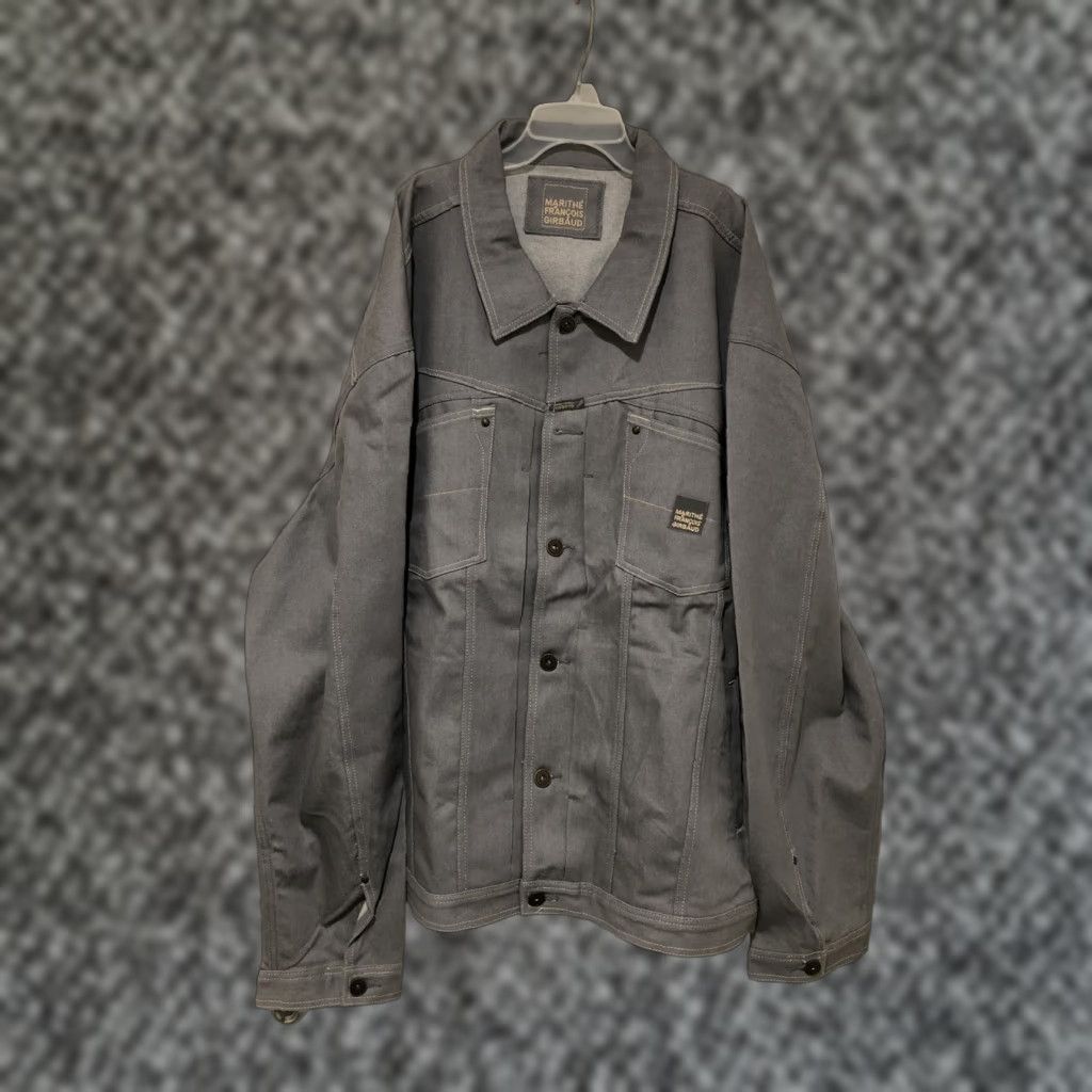 Denime VINTAGE Girbaud X Front 4XL Denim Jacket Gray Jeans Jacket - 90s Biker Hip Hop Front Streetwear Mens Jacket Size US 39 - 1 Thumbnail
