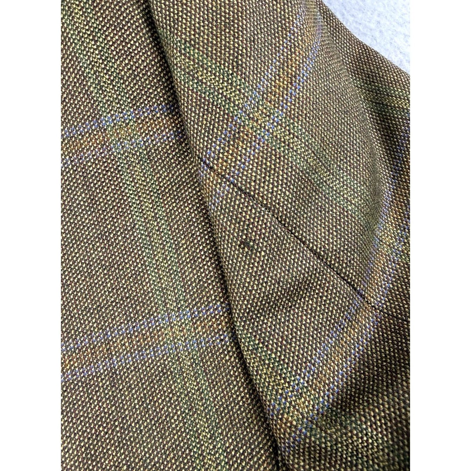 Ermenegildo Zegna Ermenegildo Zegna Blazer Wool Plaid Single-Breasted 3-Button Brown 42 Mens Regular Notch Lapel Jacket Coat Fashion Coat Blazer Size 42R - 4 Thumbnail