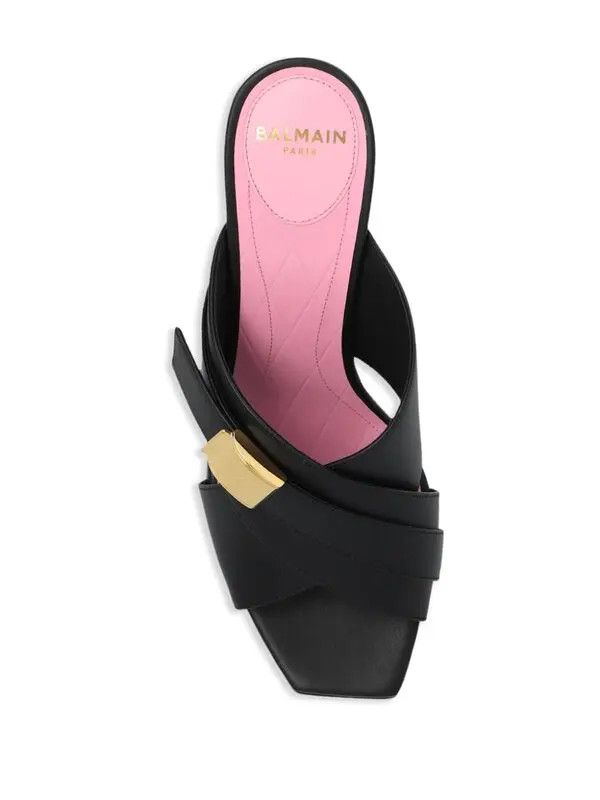 Balmain o1s1wg111225 Crossover 75mm Leather Mules in Black Size US 5 / IT 35 - 4 Thumbnail