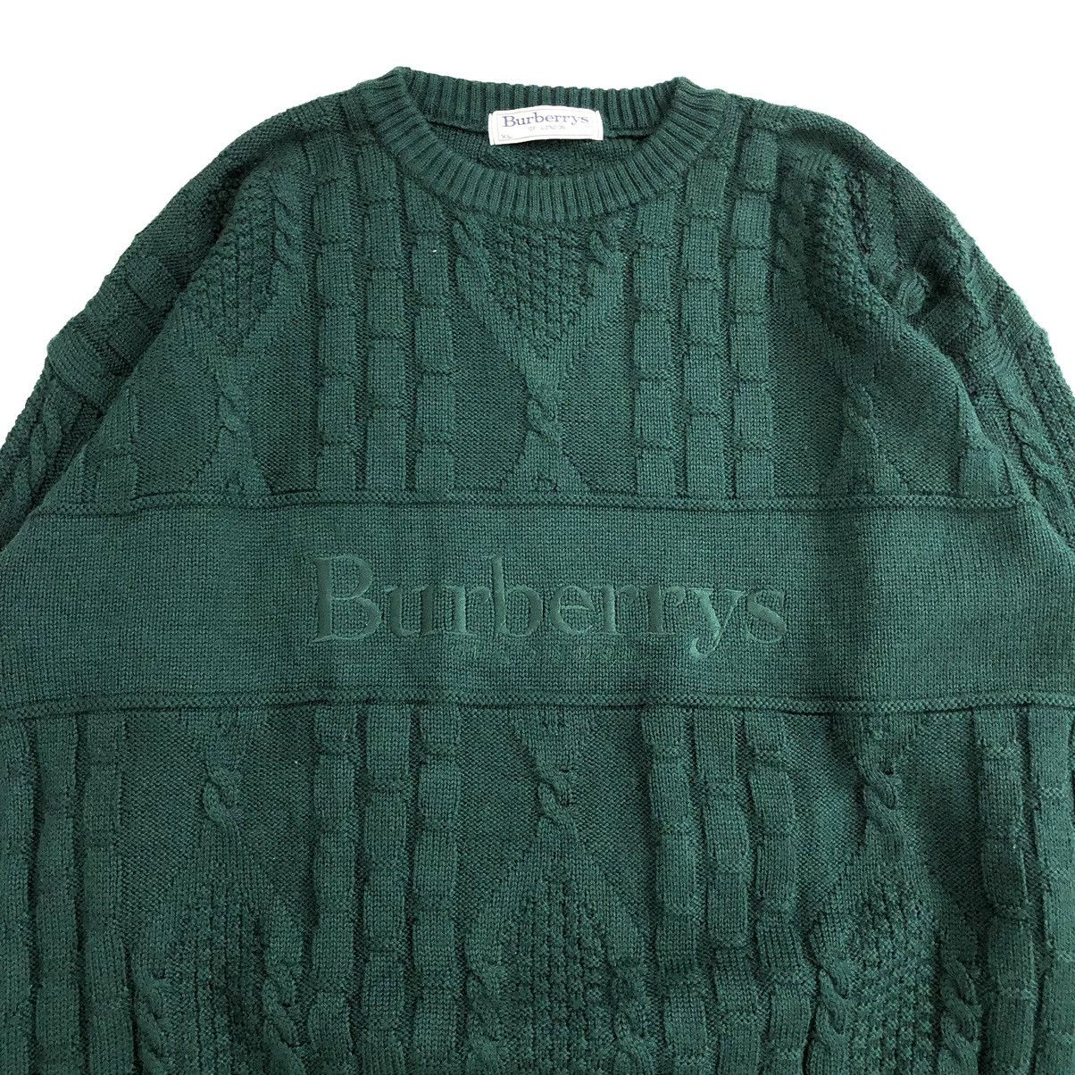 Burberry × Vintage Vintage 80s Burberrys Spell Out Knitwear Sweater Size US XL / EU 56 / 4 - 2 Thumbnail