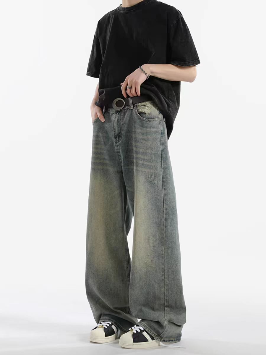Japanese Brand × Jean Vintage washed baggy straight leg jeans Size US 32 / EU 48 - 1 Thumbnail