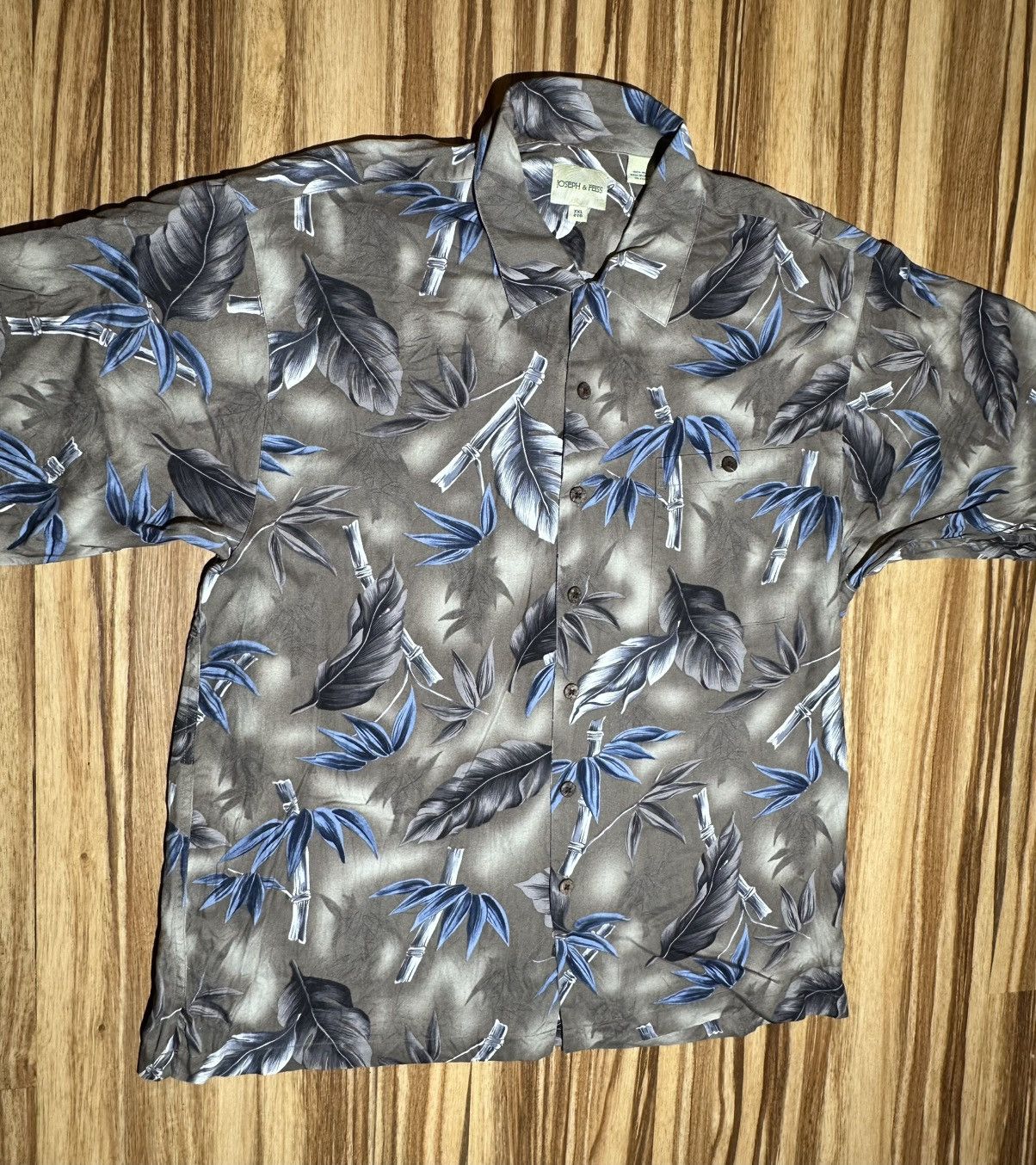 Joseph & Feiss Joseph & Feiss Gray and Blue Hawaiian Print Silk Shirt Size US XXL / EU 58 / 5 - 3 Thumbnail