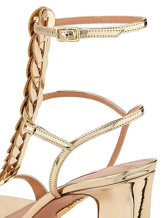 Aquazzura os11x1225 Destiny 85MM Metallic Leather Gladiator Sandals Size US 9 / IT 39 - 5 Thumbnail