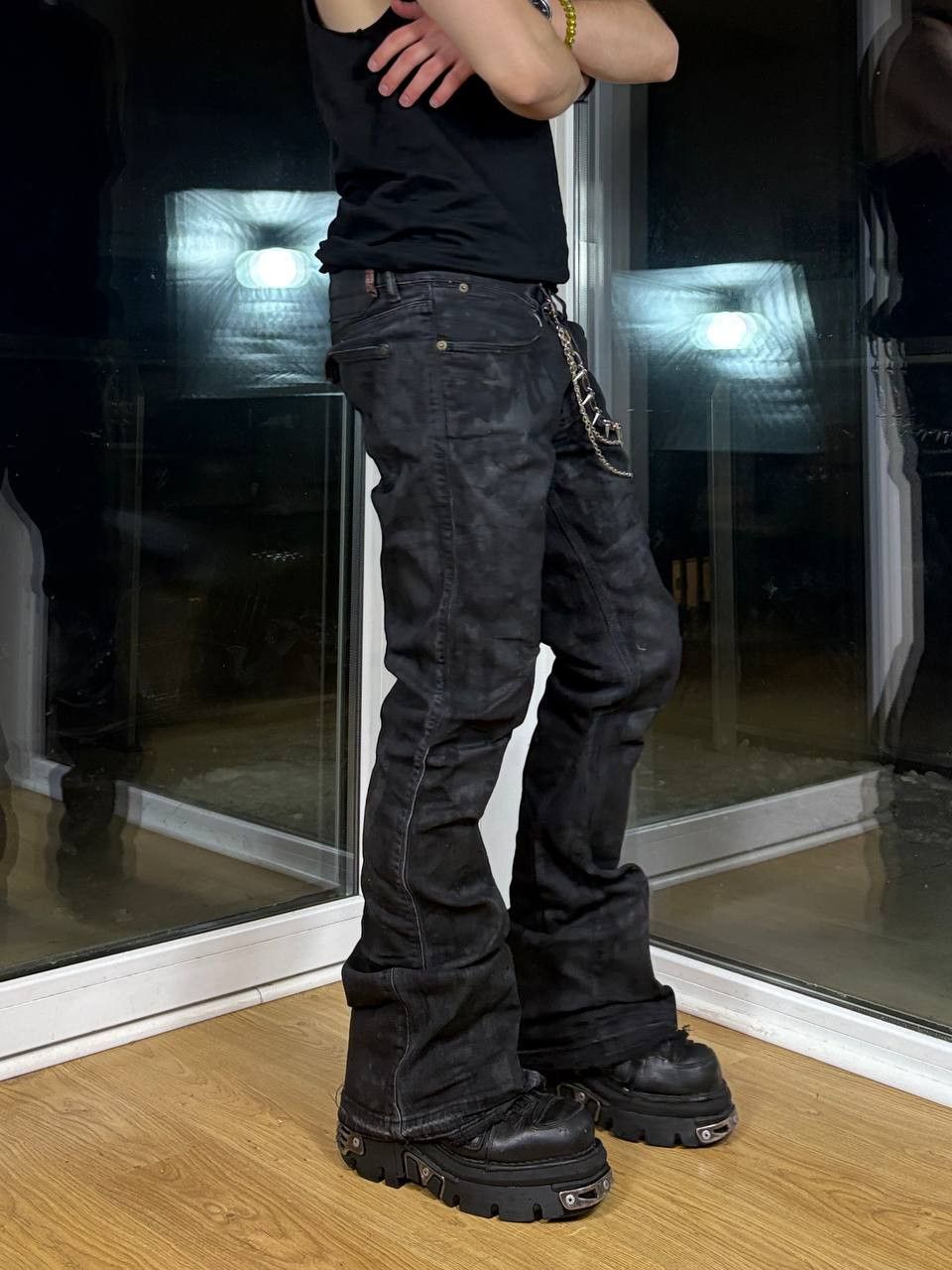 Japanese Brand flare bootcut custom black jeans Size US 34 / EU 50 - 2 Thumbnail