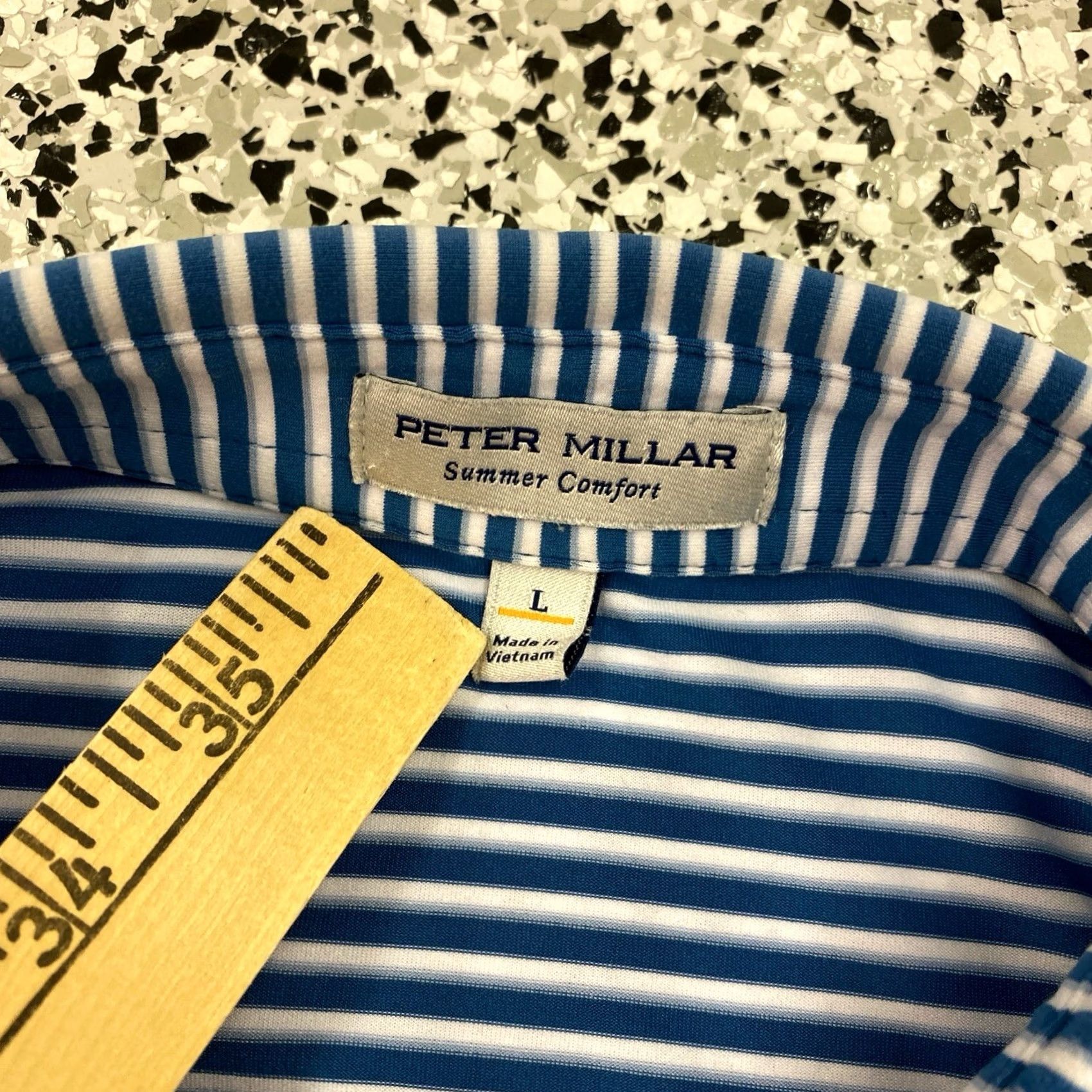 Peter Millar Peter Millar Polo Shirt Mens Large Blue Striped Summer Comfort Golf Size US L / EU 52-54 / 3 - 4 Thumbnail