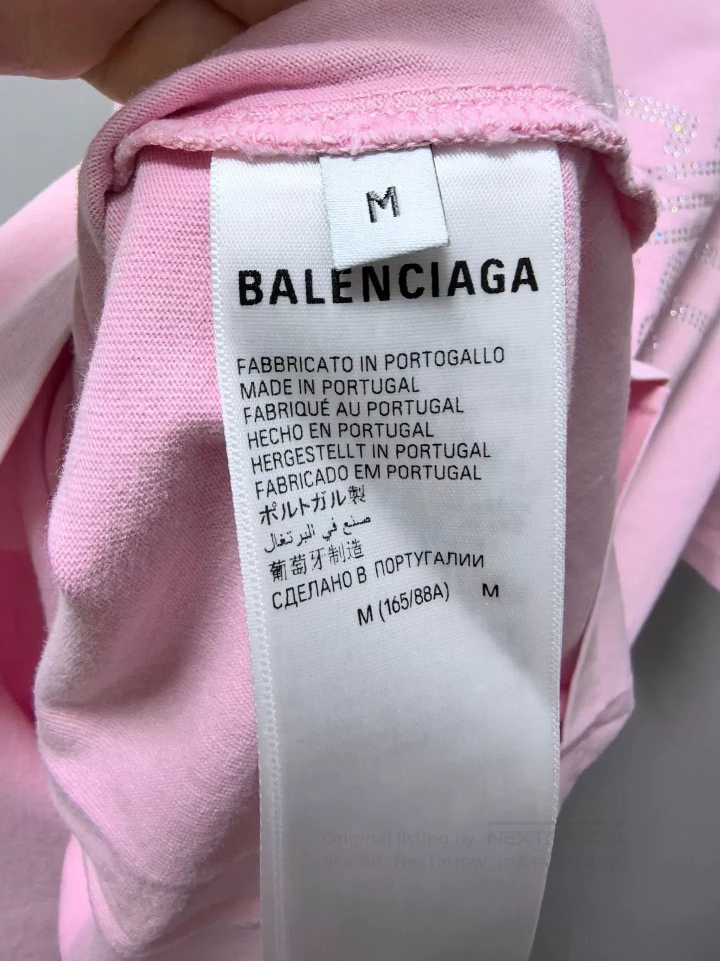Balenciaga Balenciaga Back Crystal Logo Pink Oversized T-shirt. Size M / US 6-8 / IT 42-44 - 3 Thumbnail