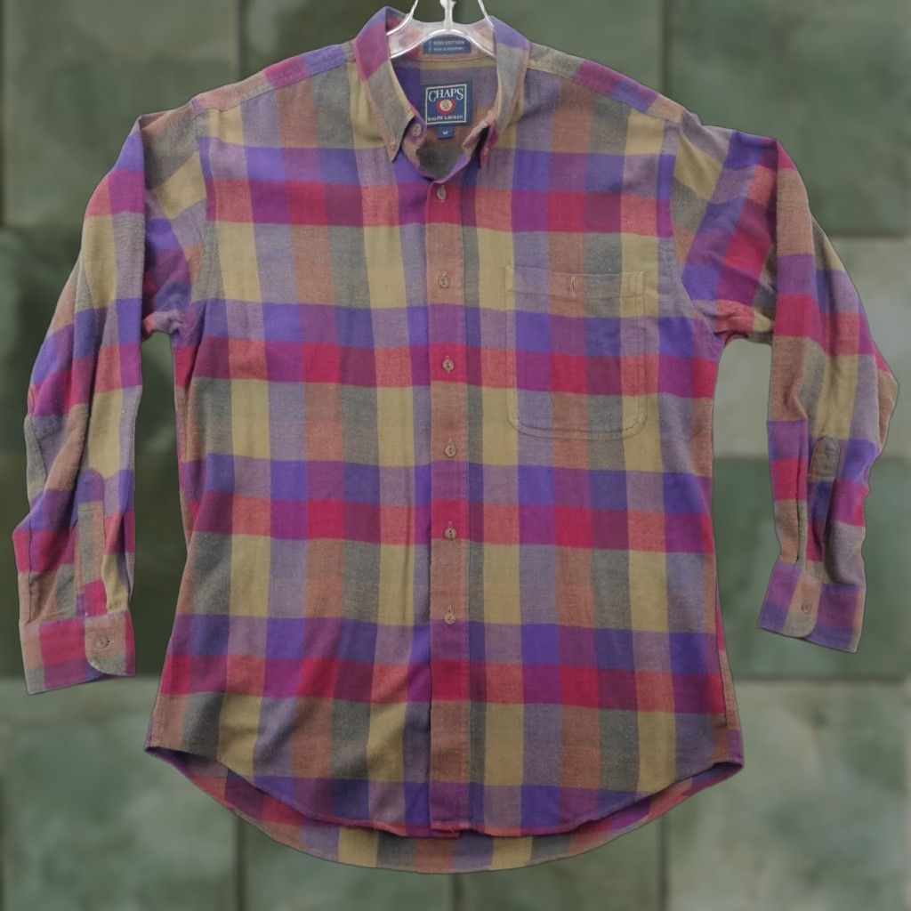 Chaps VINTAGE Chaps Ralph Lauren Button-Down Shirt Mens M Plaid Blue Cotton Flannel 90s Classic Pockets Button Up Size US M / EU 48-50 / 2 - 1 Thumbnail
