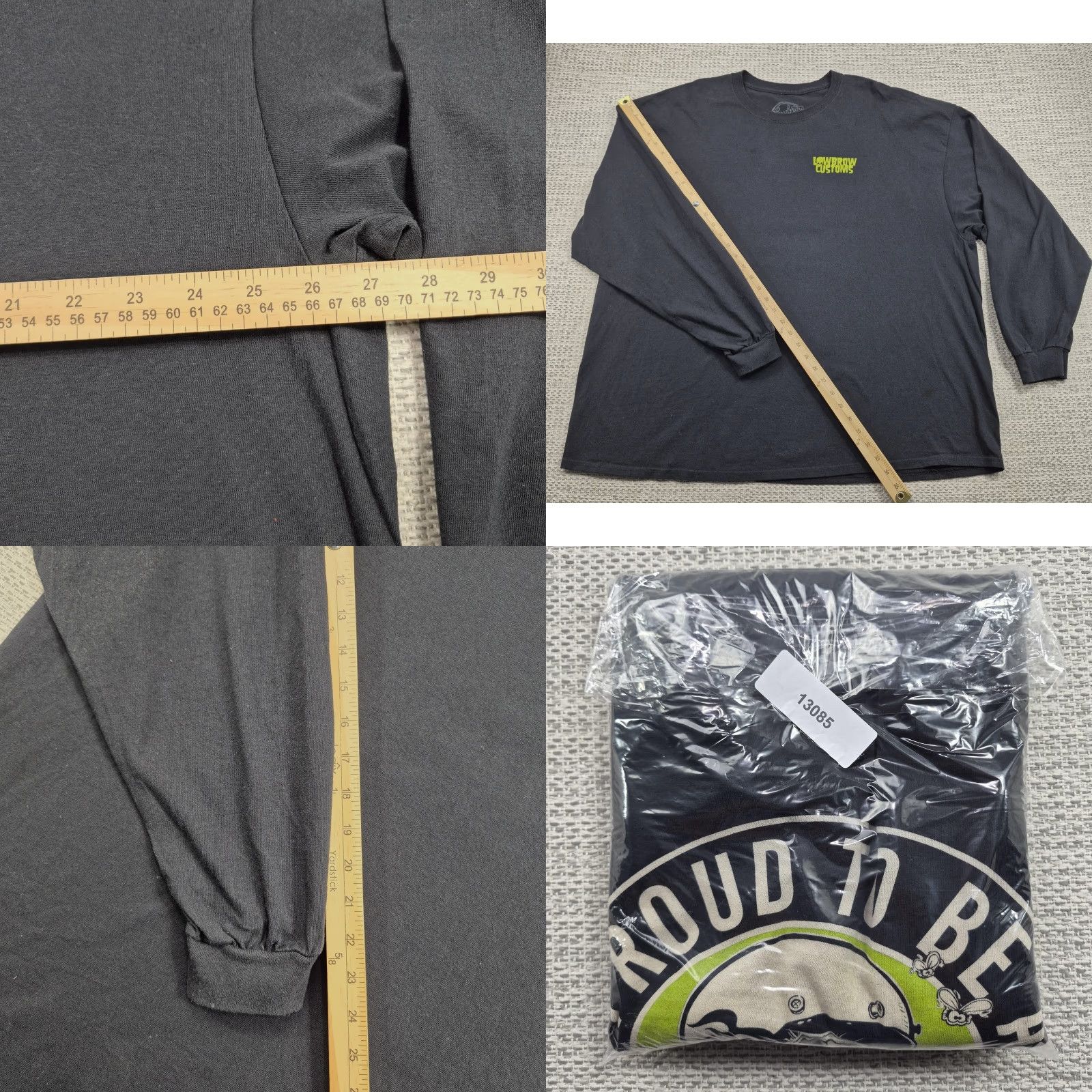 Vintage Lowbrow Customs Shirt Mens 3XL Black Long Sleeve Graphic Tee Proud Weirdo Biker Skull Back Print Crew Neck Cotton Knit Shirt Mens 3XL Black Size US XXL / EU 58 / 5 - 9 Thumbnail