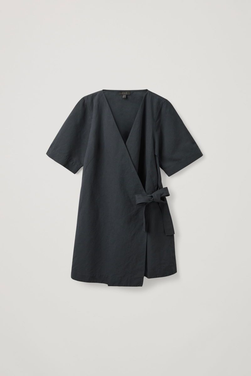 Cos COS Wrap Dress Minimalist Navy Blue Clean Design Size S / US 4 / IT 40 - 1 Thumbnail