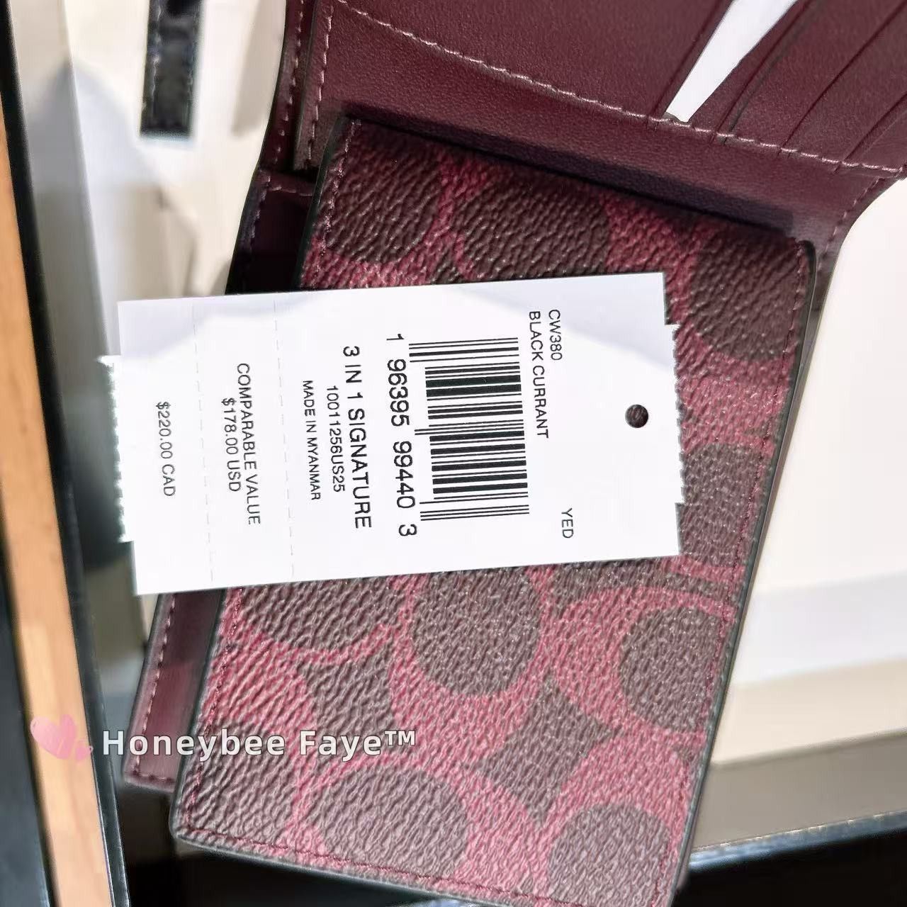Coach 3 In 1 Wallet In Signature Canvas CW380 Black Currant Size ONE SIZE - 6 Thumbnail