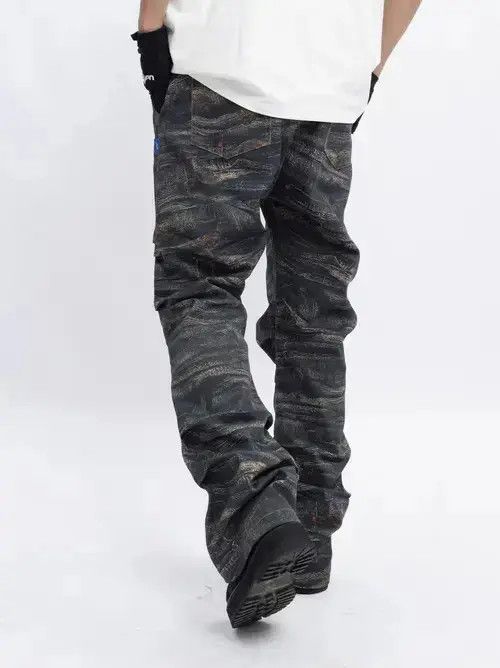 Jean Army Green Special Camouflage Pleated Micro Flared Jeans Size US 32 / EU 48 - 2 Thumbnail