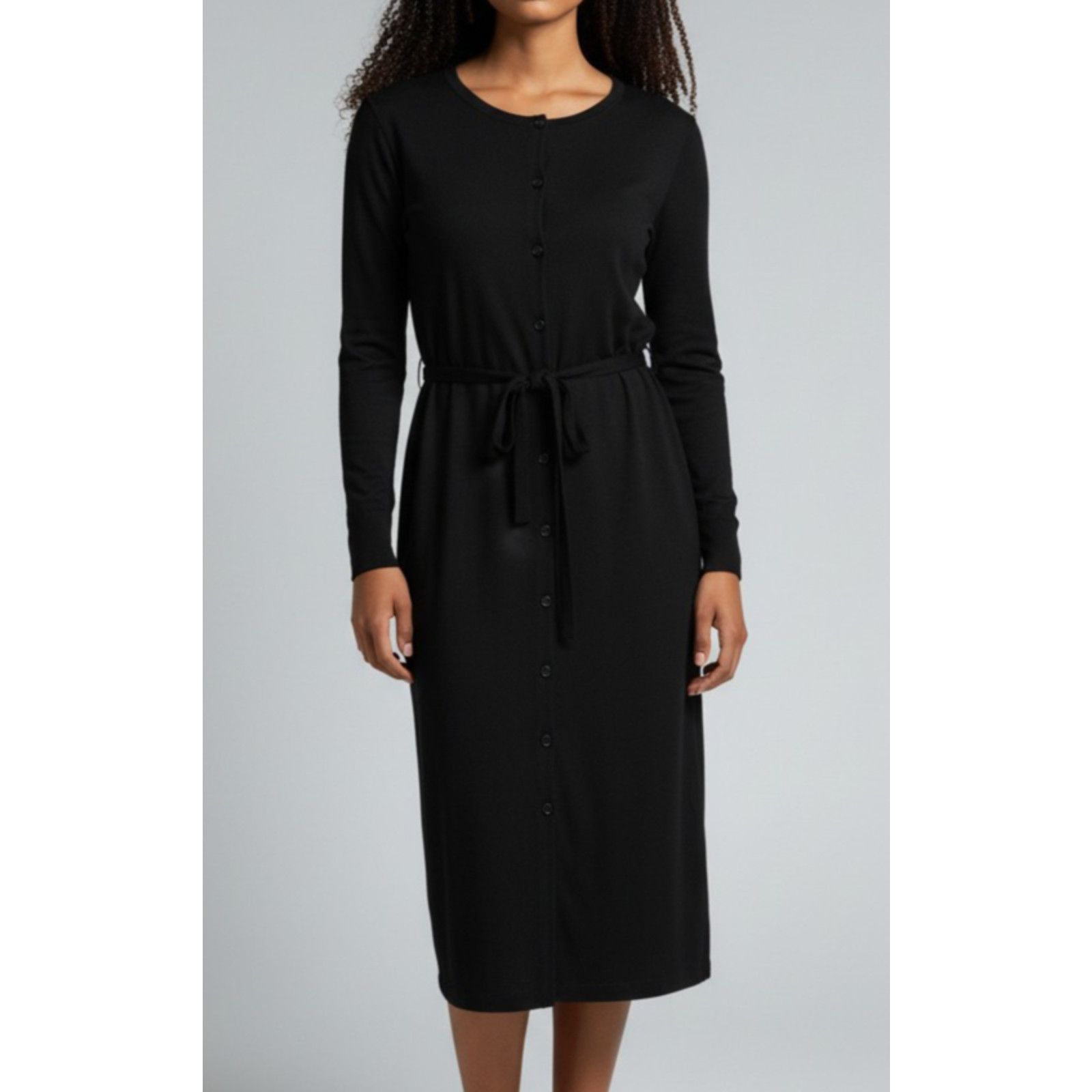 Eileen Fisher EILEEN FISHER Viscose Drawstring Waist Button Dress Sz PM Size M / US 6-8 / IT 42-44 - 2 Thumbnail
