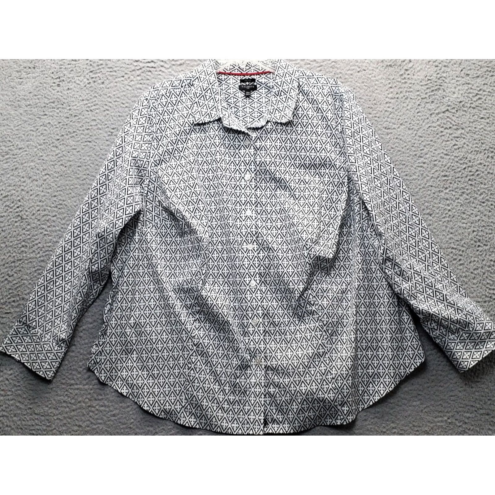 Talbots Talbots Shirt Womens 20W Multicolor Geometric Non-Iron Long Sleeve Collared Button Up Women Size 20W Size 3XL / US 20-22 - 2 Thumbnail