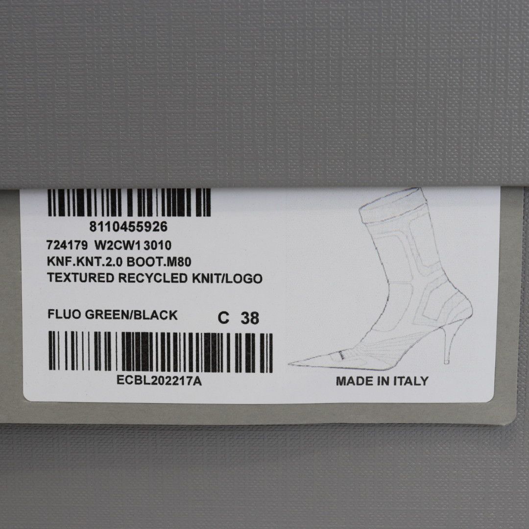 Balenciaga o1rshd1 Textured Recycled Knit Logo Boots in Fluo Green Size US 8 / IT 38 - 14 Thumbnail