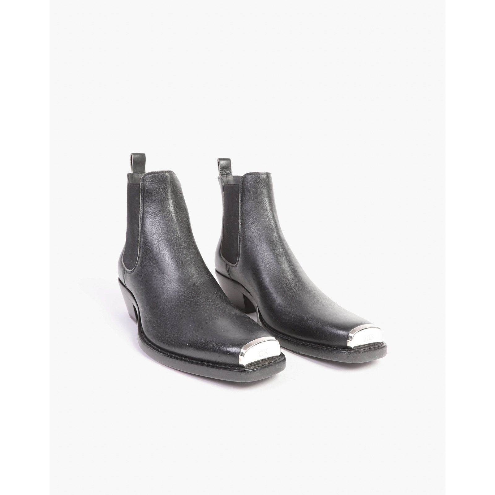 Calvin Klein 205W39NYC FW18 Metal Toe Cap Chelsea Boots in Distressed Black Leather Size US 9 / EU 42 - 6 Thumbnail