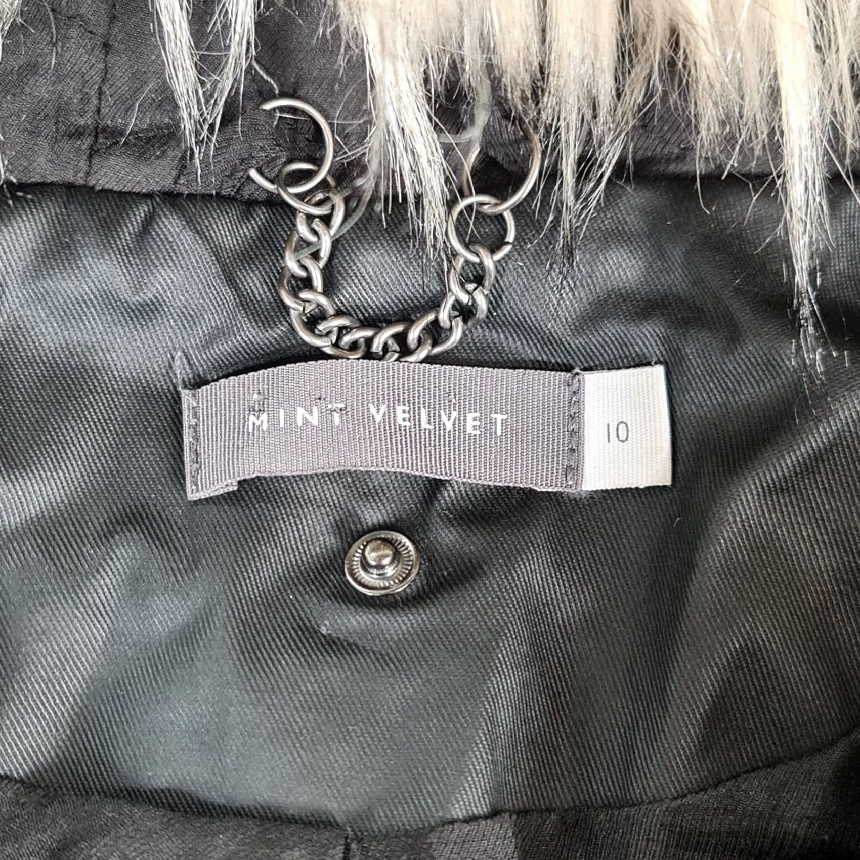 Vintage Mint Velvet Jacket Womens Black 10 UK Hooded Faux Full Cotton Parka Long Zip Pockets Wind-Resistant Size L / US 10 / IT 46 - 3 Thumbnail