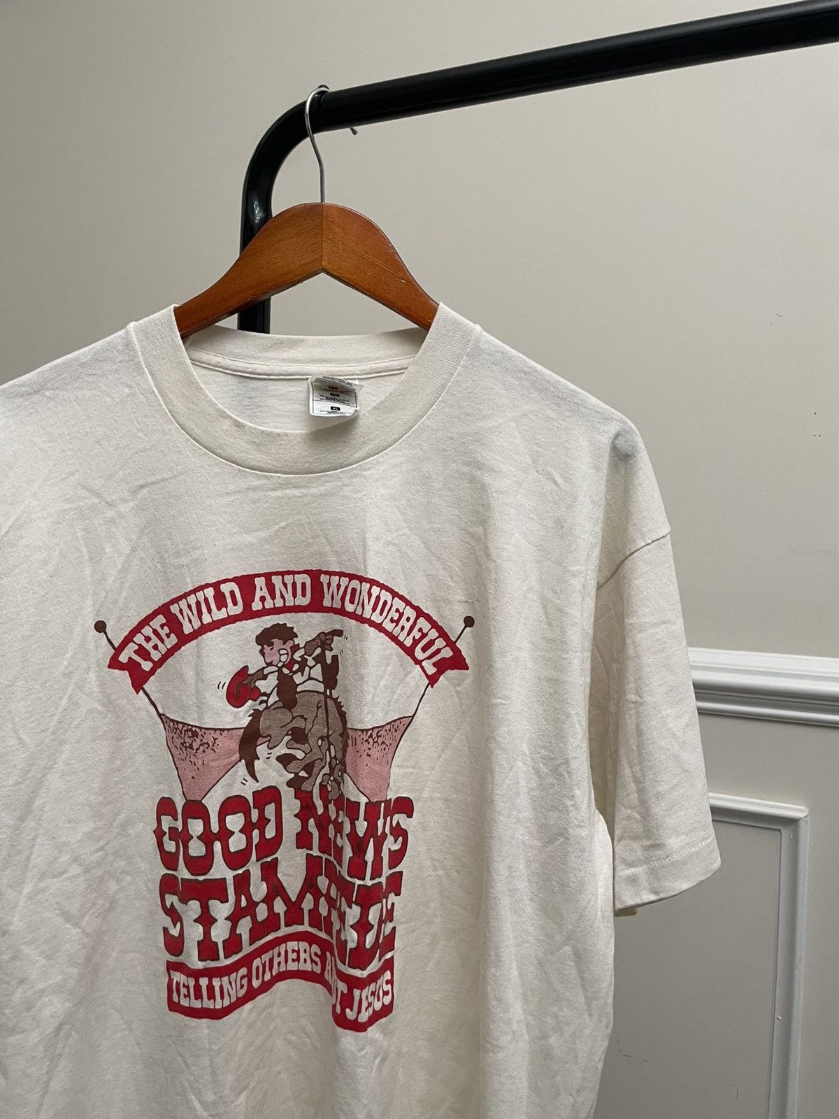 Vintage Vintage 90s Cowboy Graphic Tee Horse Unsoundrags Hanes Size US L / EU 52-54 / 3 - 2 Thumbnail