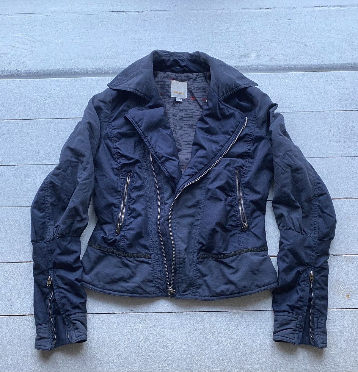 Diesel × If Six Was Nine 90s Diesel Biker Blue Jacket Nylon Insulated Womens Archive Size M / US 6-8 / IT 42-44 - 1 Thumbnail