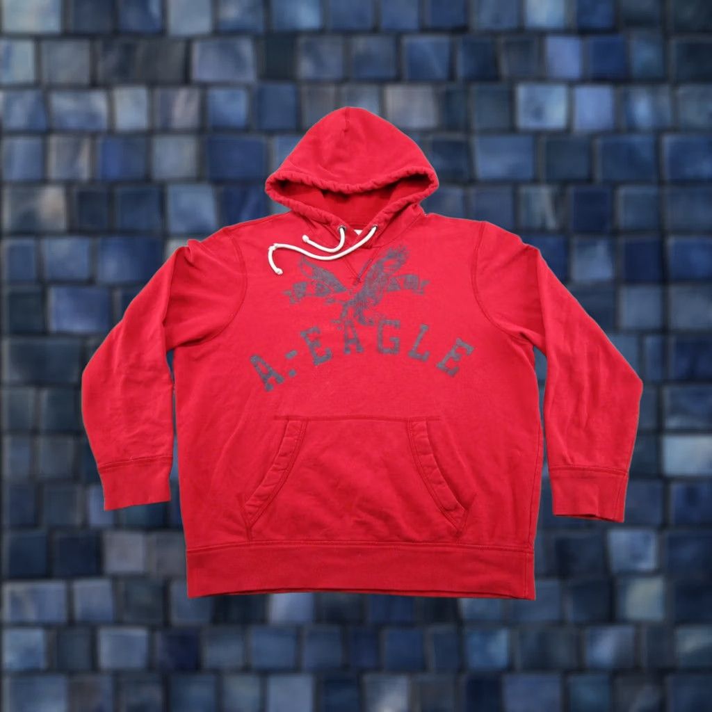American Eagle Outfitters VTG American Eagle Outfitters Hoodie Pullover Sweatshirt Red XL Mens Grunge Skater All Seasons Winter Fall Spring Crew Neck Fleece Cotton Long Sleeve Size US XL / EU 56 / 4 - 1 Thumbnail