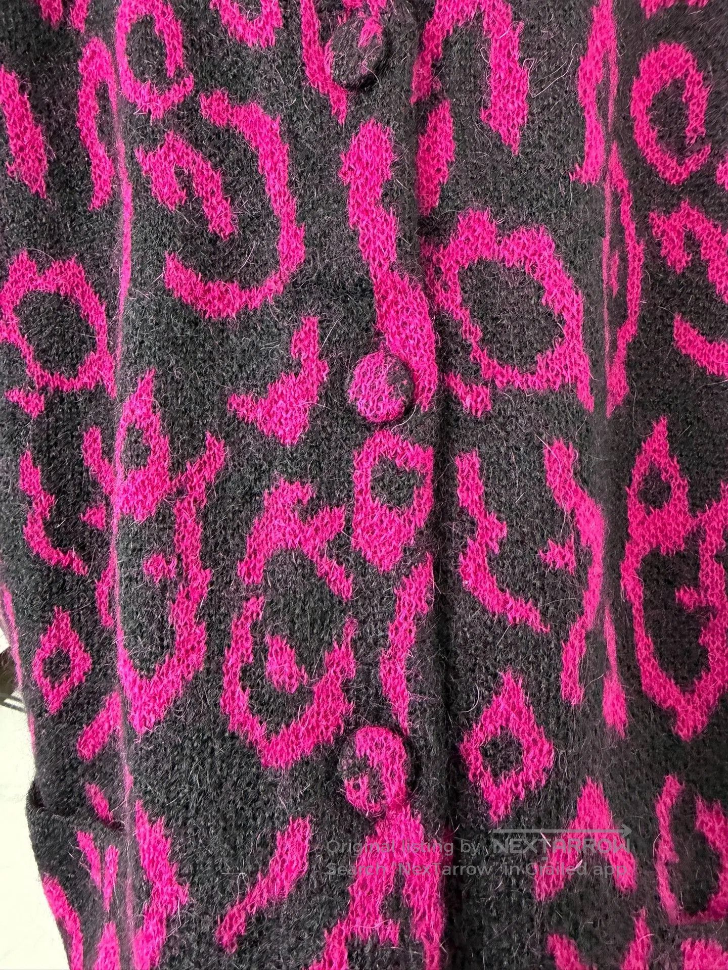 Saint Laurent Paris Saint Laurent Pink Leopard Knit Cardigan. Size M / US 6-8 / IT 42-44 - 3 Thumbnail