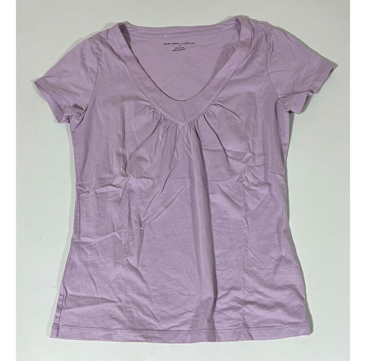 Jones New York Purple Lavender Ruched V-Neck Shirt Top Blouse Tee Size XS🪻✨ Size XS / US 0-2 / IT 36-38 - 2 Thumbnail
