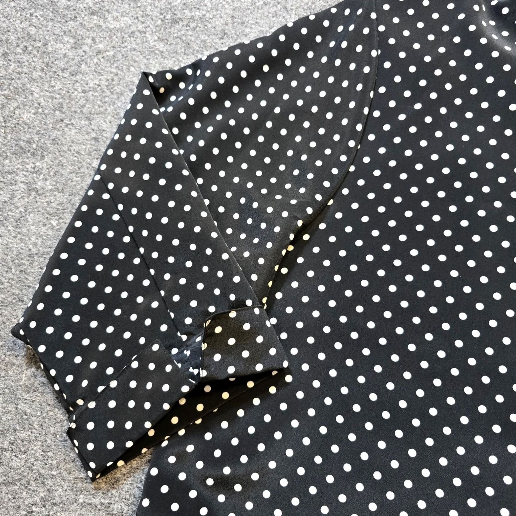 Vintage Susan Graver Top Womens 1X Black White Polka Dot 3/4 Sleeve Blouse Size XL / US 12-14 / IT 48-50 - 4 Thumbnail