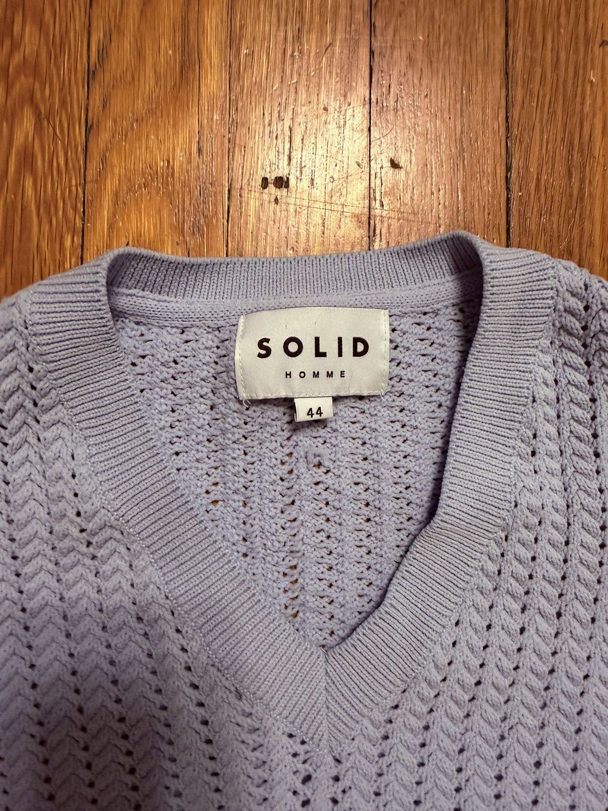 Solid Homme Solid Homme SS23 Digital Lavender Open Knit Sweater Vest Size US S / EU 44-46 / 1 - 4 Thumbnail