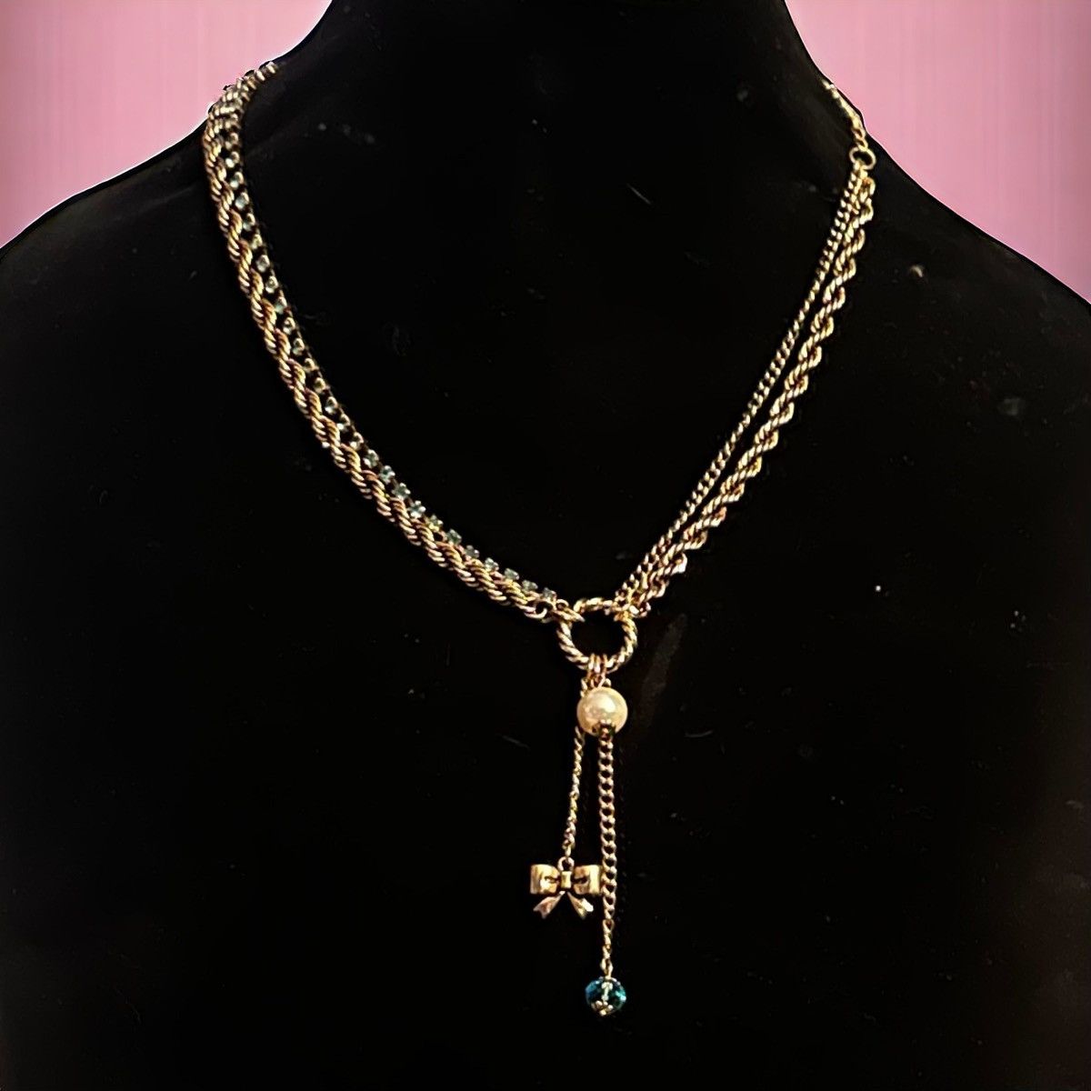Betsey Johnson Betsey Johnson multi chain blue bling bow necklace Size ONE SIZE - 2 Thumbnail