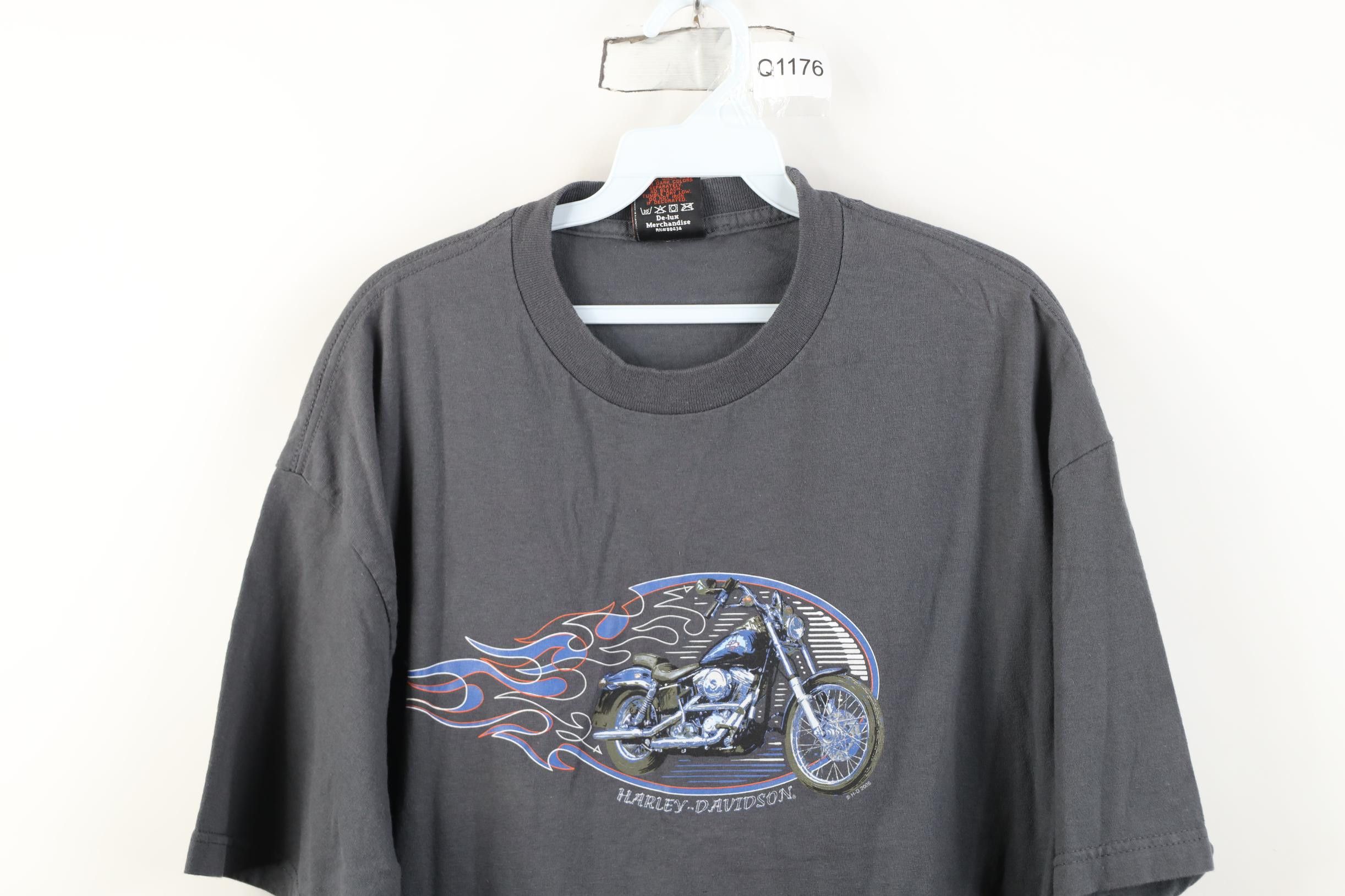 Harley Davidson Vintage Y2K 2005 Harley Davidson Fire Flames Arbor T-Shirt Size US XL / EU 56 / 4 - 2 Thumbnail