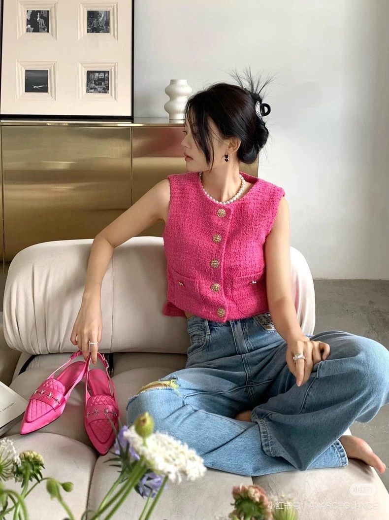 Chanel Chanel 22S spring and summer rose pink short braided vest Size XS / US 0-2 / IT 36-38 - 9 Thumbnail