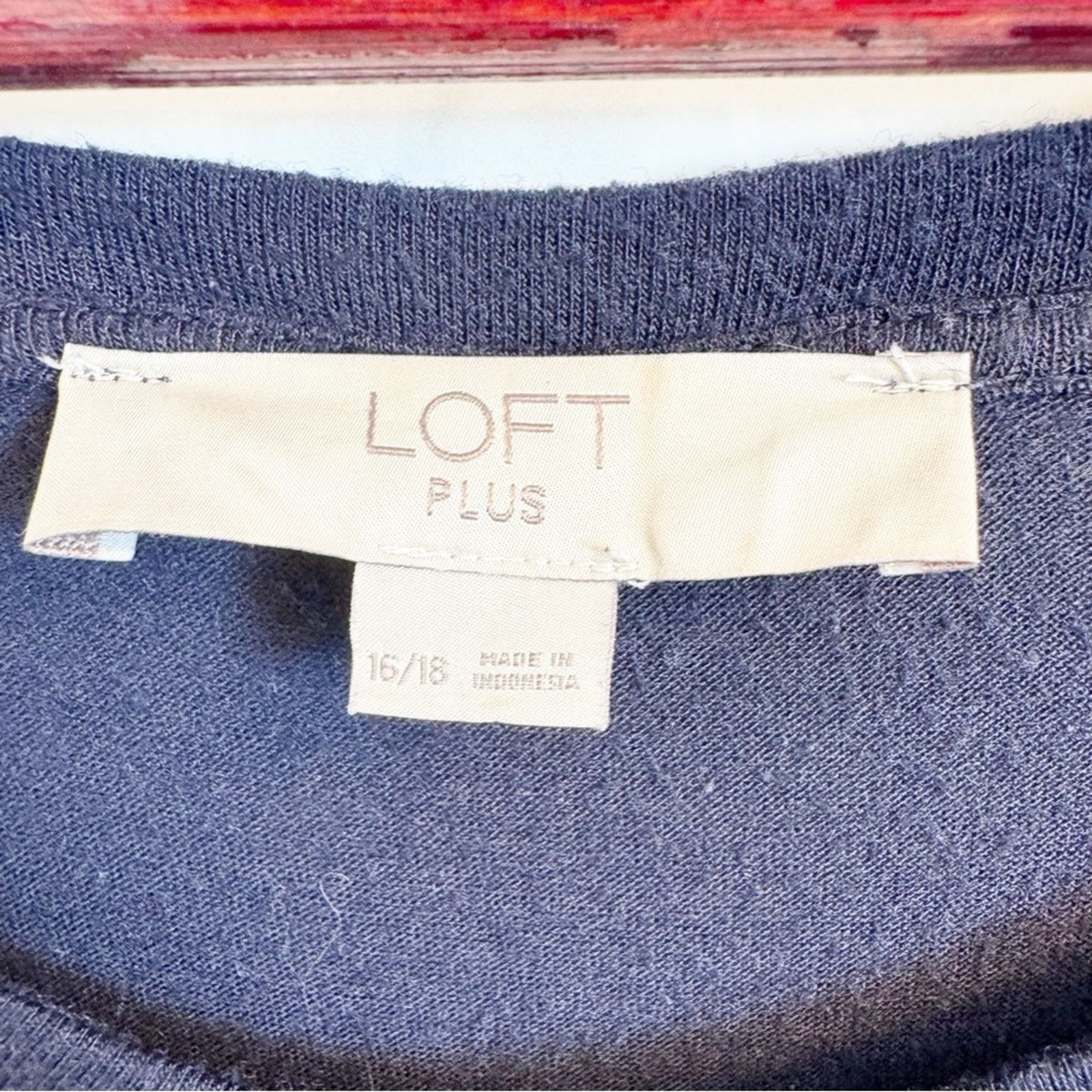 Loft Loft Navy White Polka Dot Mixed Media Sweater Top 16/18 Size XXL / US 16-18 / IT 52-54 - 4 Thumbnail