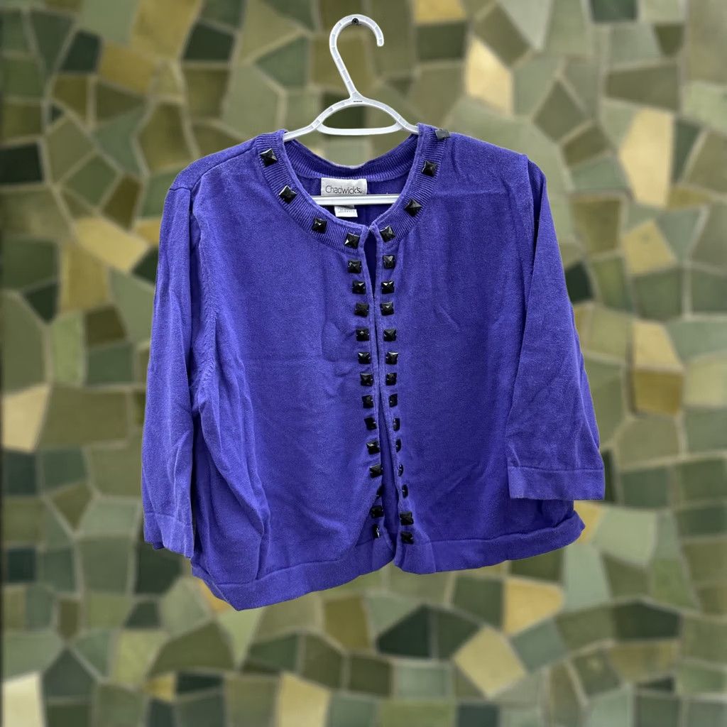 Vintage Womens Chadwicks Purple Gem 3/4 Sleeve Cover Up Size 2XL Size XXL / US 16-18 / IT 52-54 - 1 Thumbnail