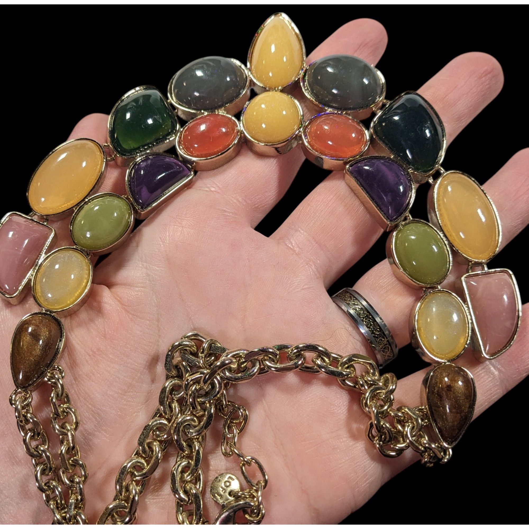 Other Vintage Loft Rainbow Jelly Glass Gemmed Bib Necklace Size ONE SIZE - 5 Thumbnail