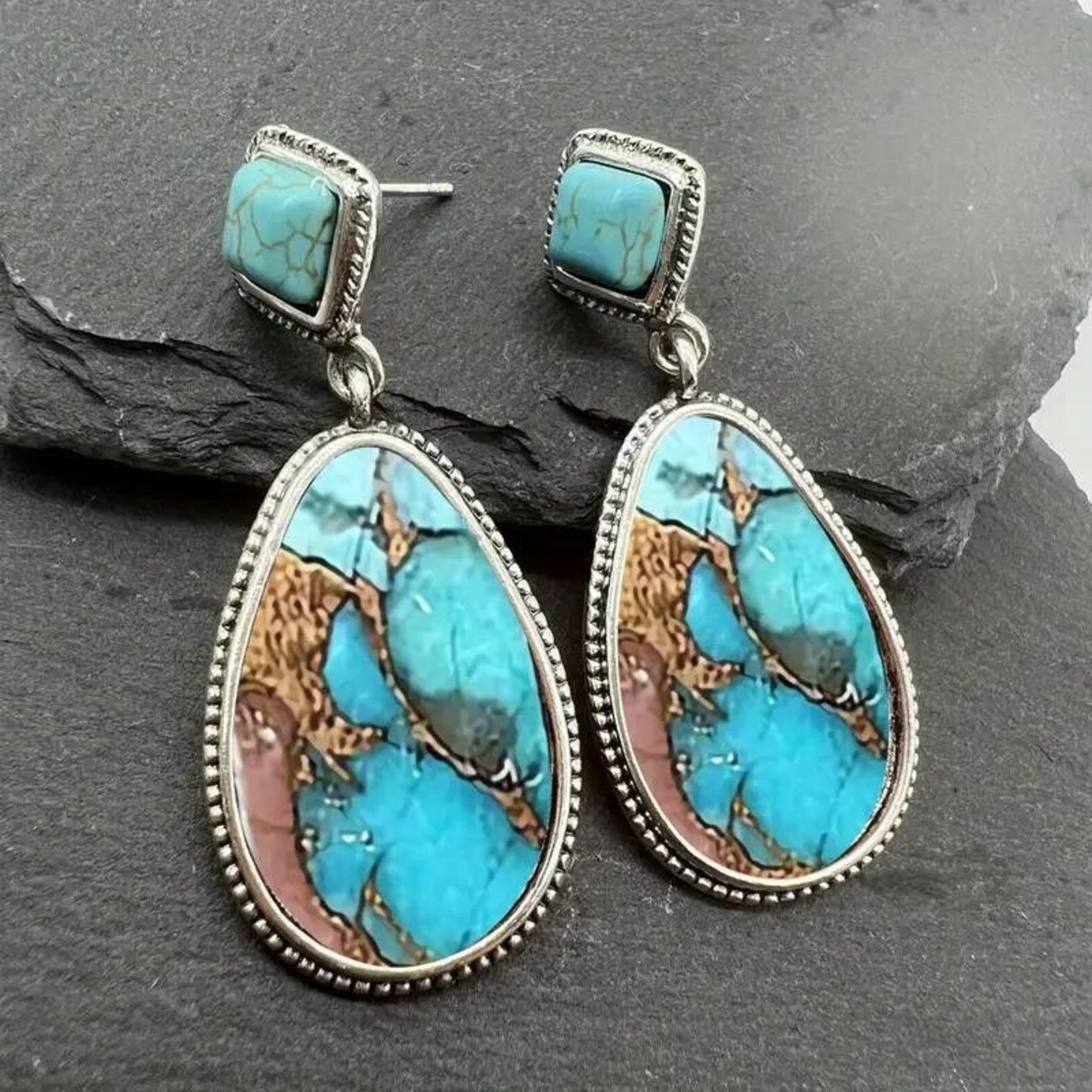 Other Synthetic Turquoise Native American Style Drop Earrings Size ONE SIZE - 2 Thumbnail